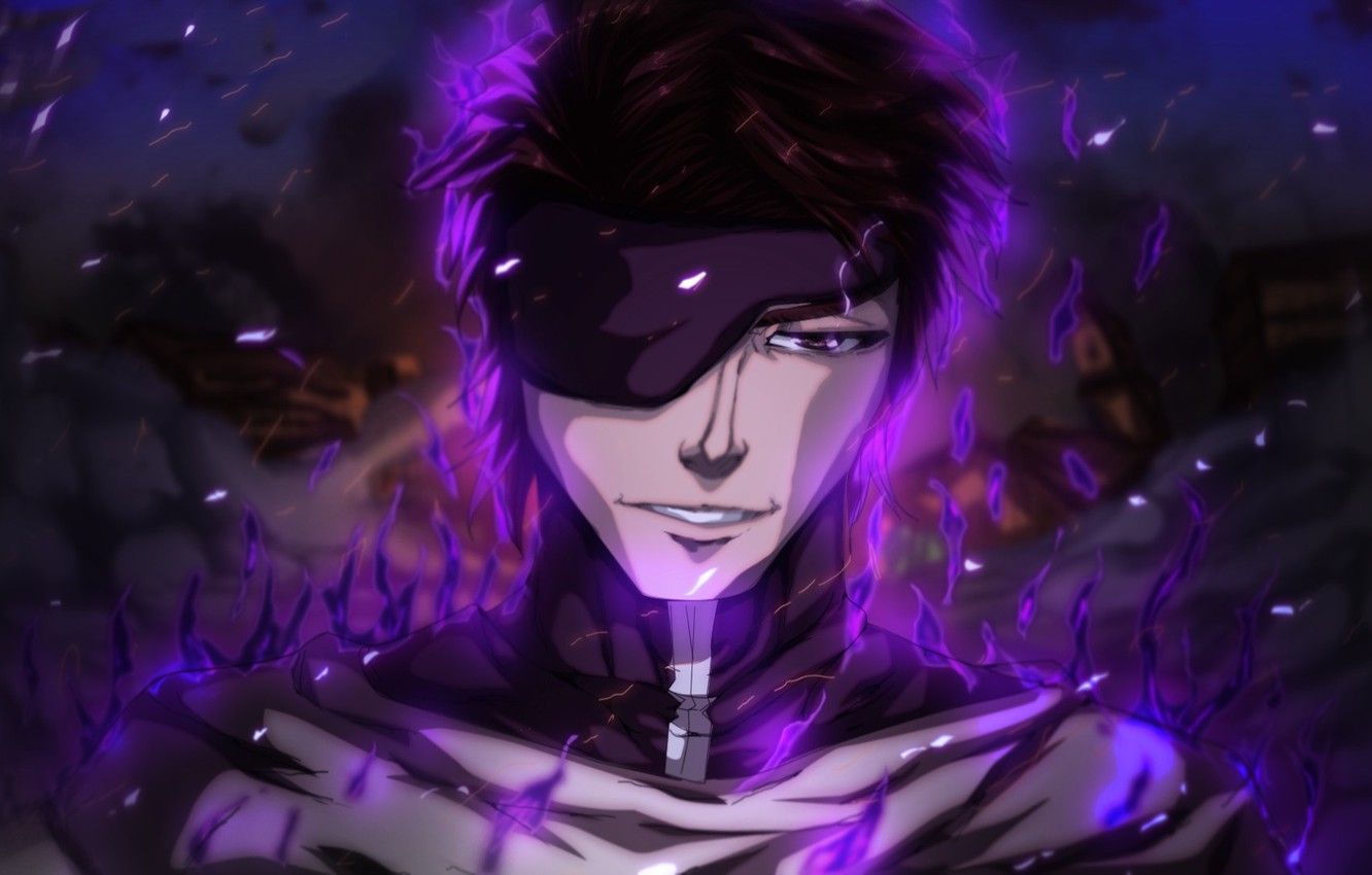 Wallpaper game, Bleach, war, anime, man, face, captain, evil, asian, manga, japanese, oriental, asiatic, shinigami, eye patch, scientist image for desktop, section сёнэн