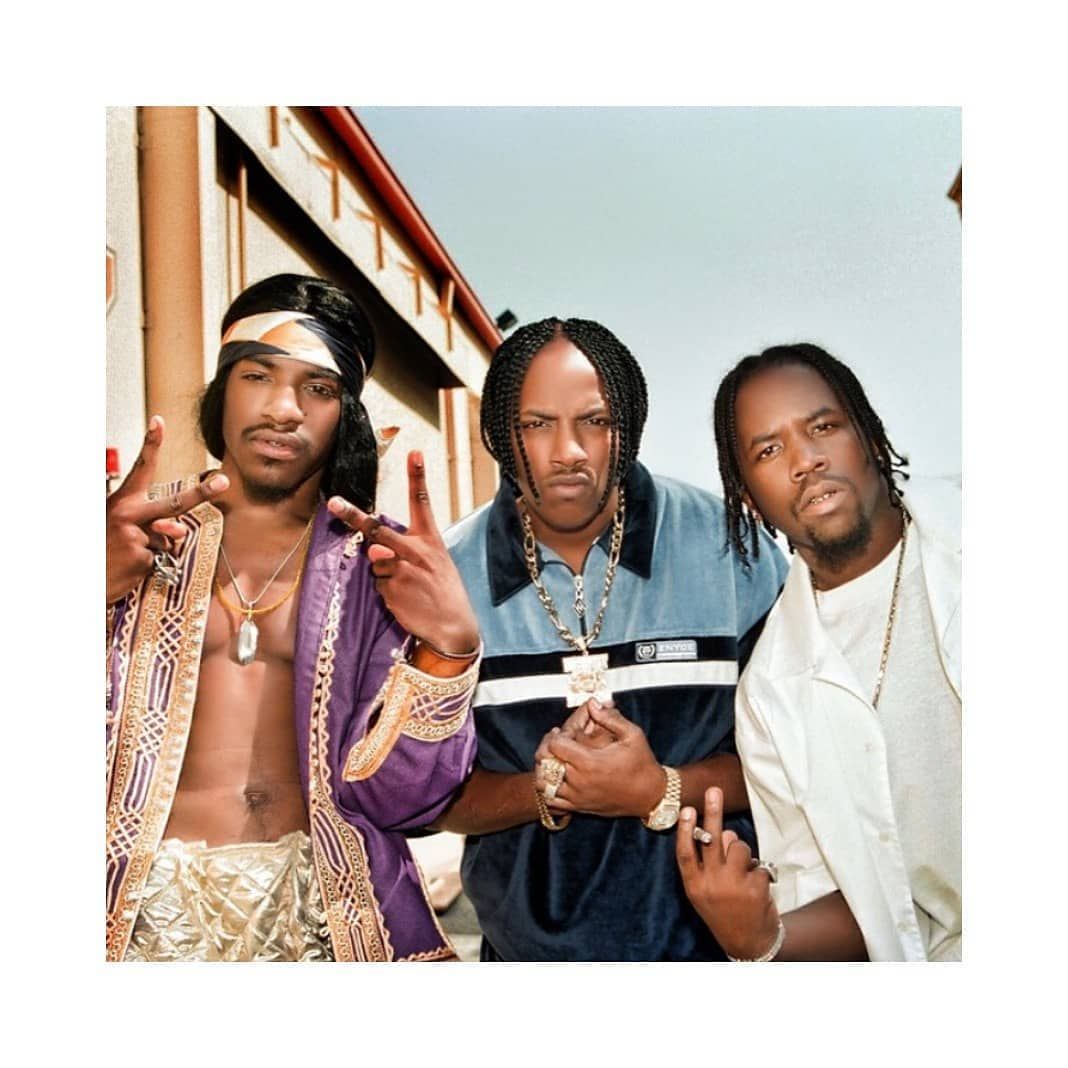 Throwback picture of Outkast and Mystikal. From left to right is