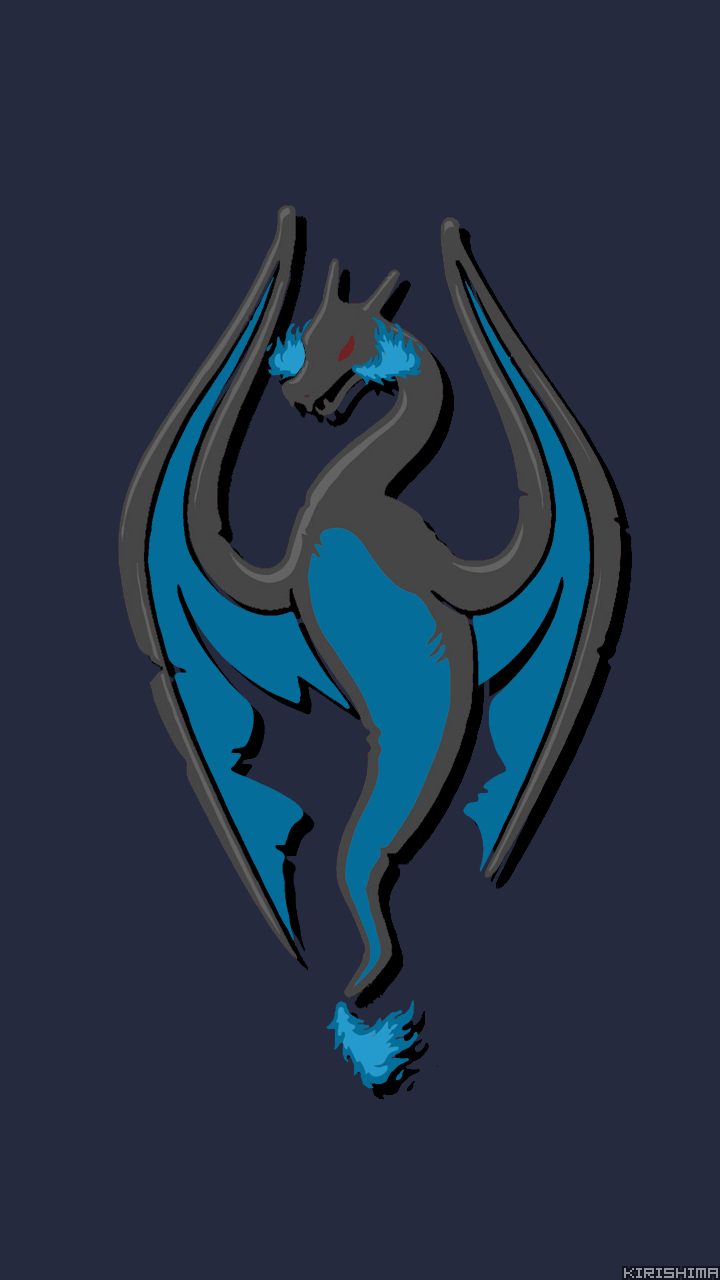 Mega Charizard X Skyrim Logo Wallpaper
