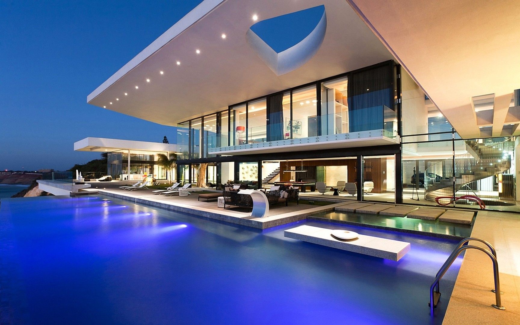 Download Modern house with a pool wallpaper 1862 - Awesome Rock House Wallpaper