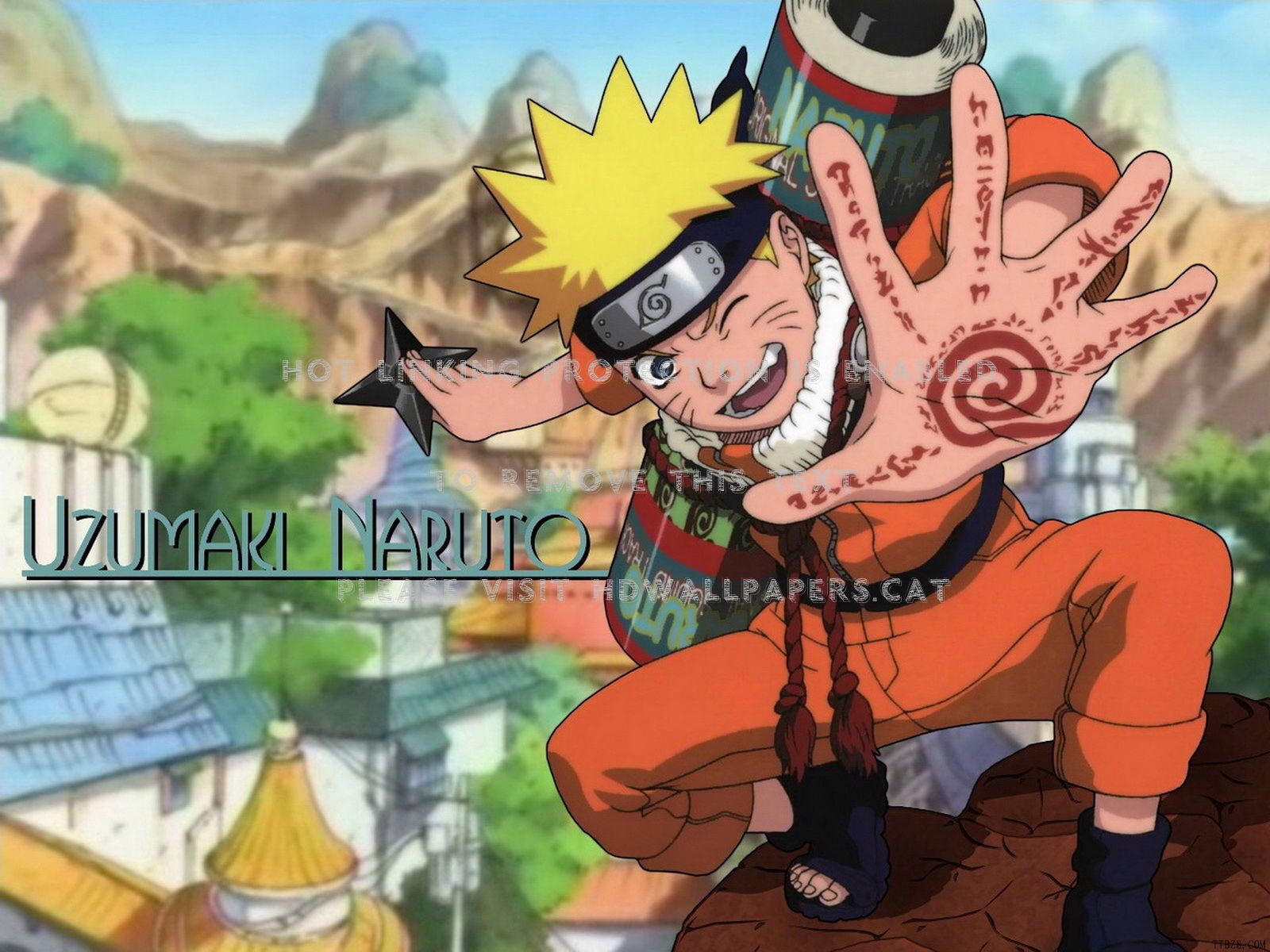 uzumaki naruto writing on hand leaf village