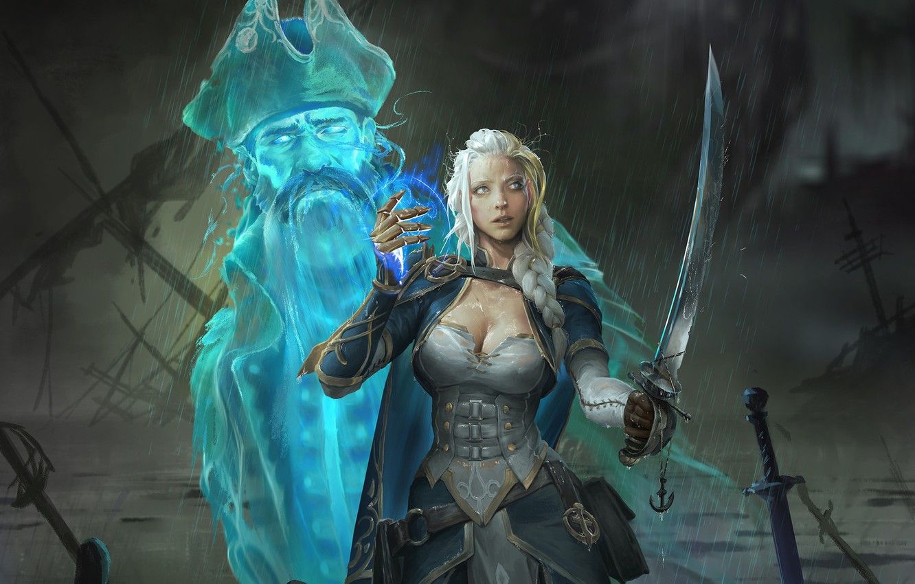 Wallpaper rain, fantasy, art, pirate, fragment, for peace, xi