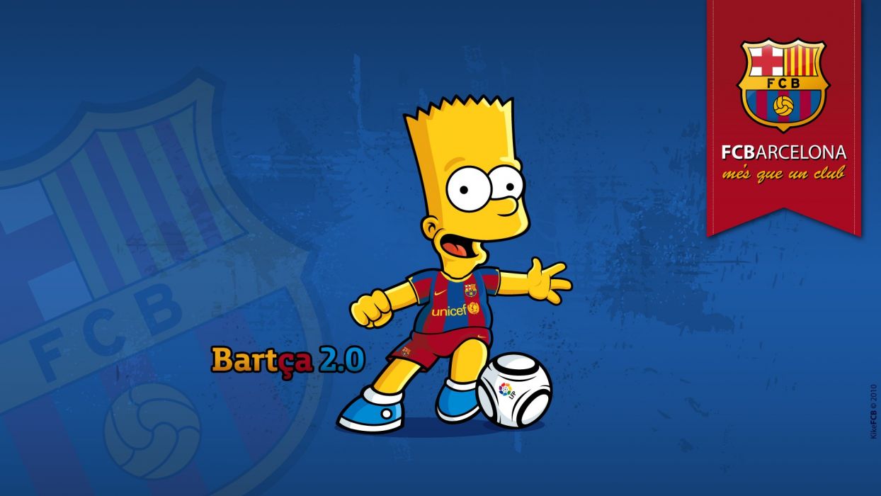 Cartoons blue sports soccer The Simpsons Bart Simpson FC Barcelona