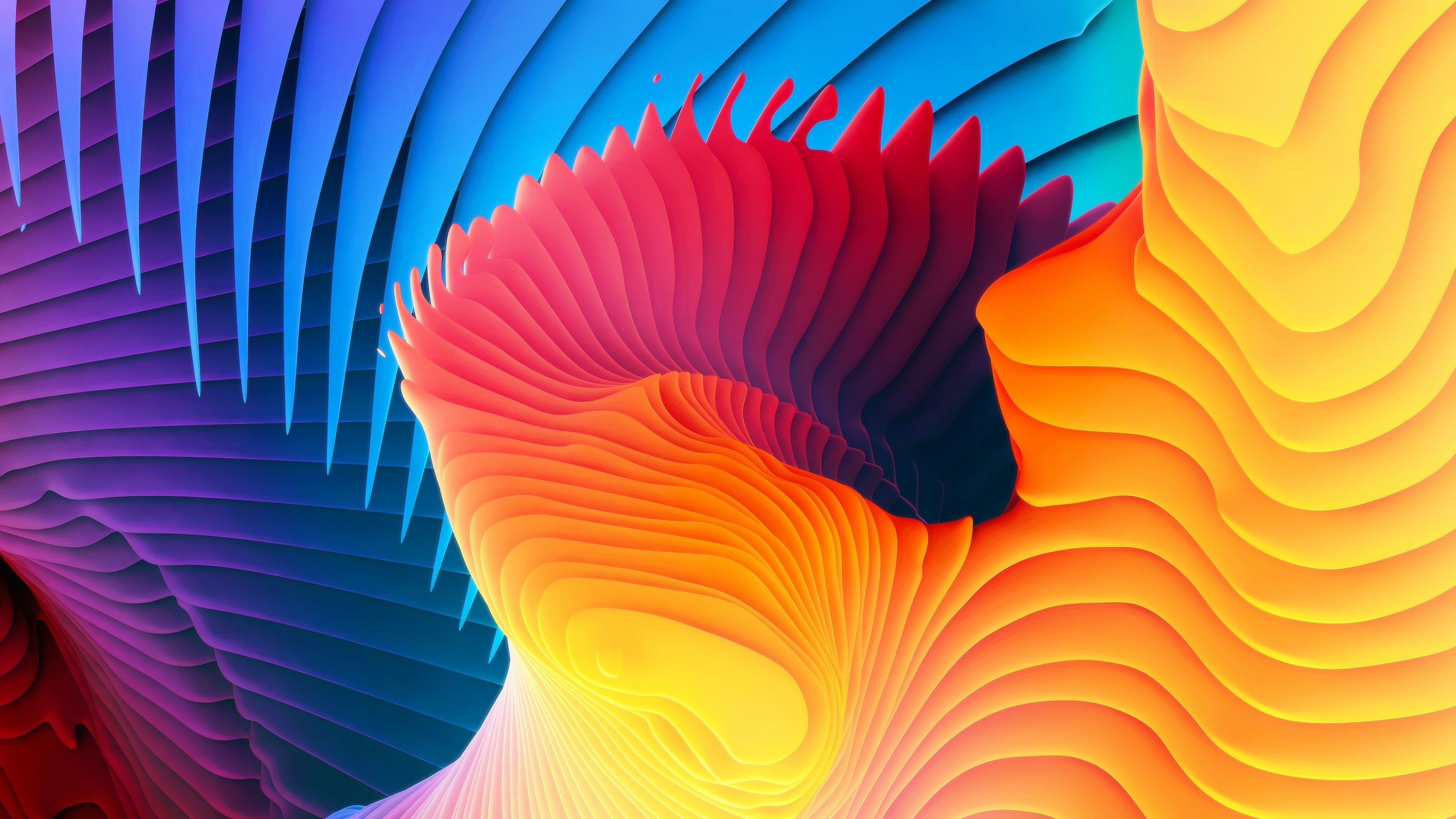 3D Fluid Spiral Waves Wallpaper for Desktop & Mobile 4K Ultra HD