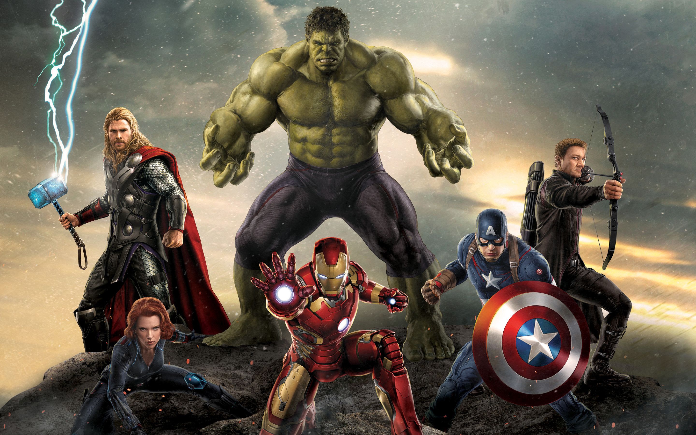 Download wallpaper night, rain, the game, Hulk, Marvel's Avengers