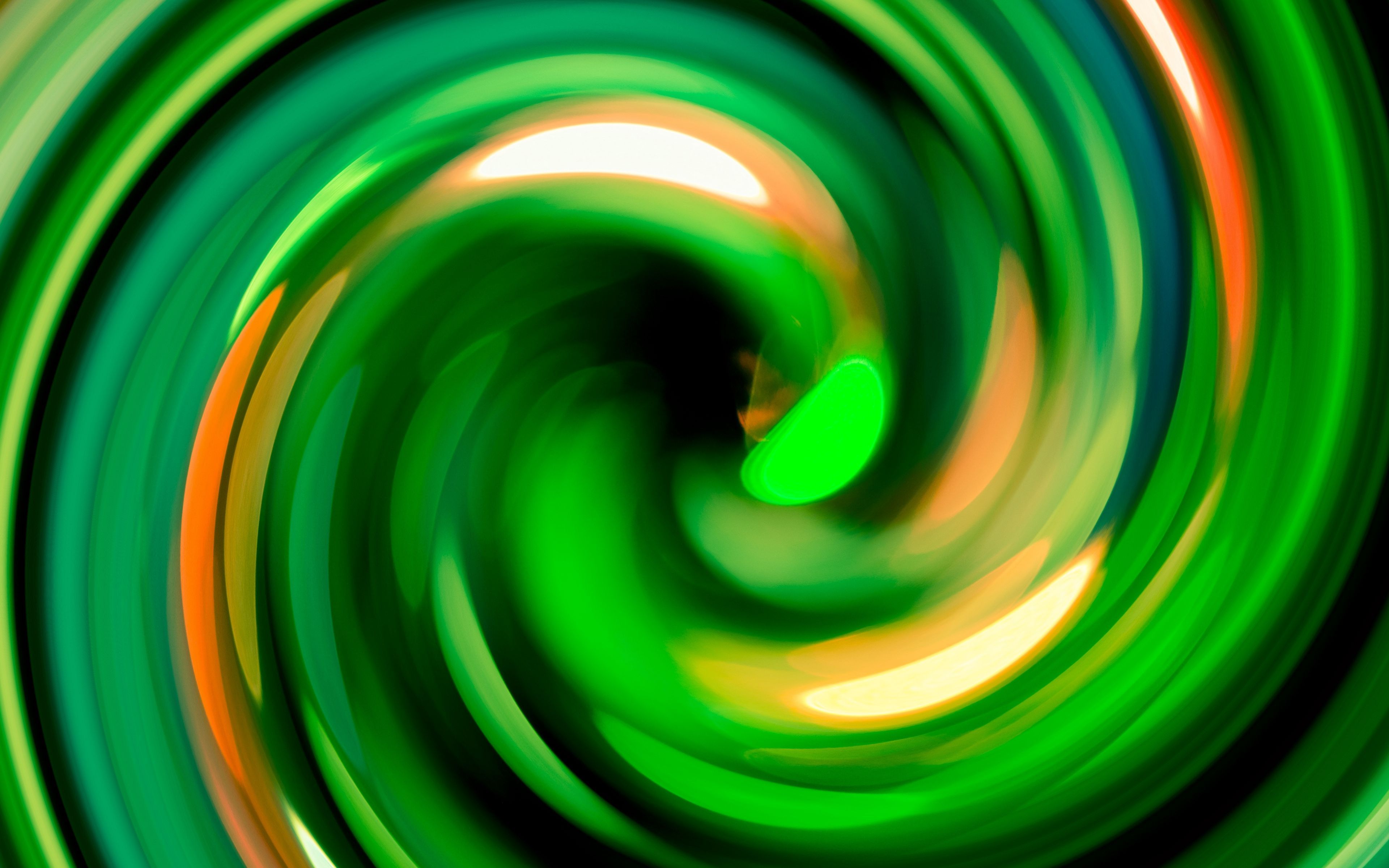 Download wallpaper 3840x2400 abstract, spiral, spin, green 4k