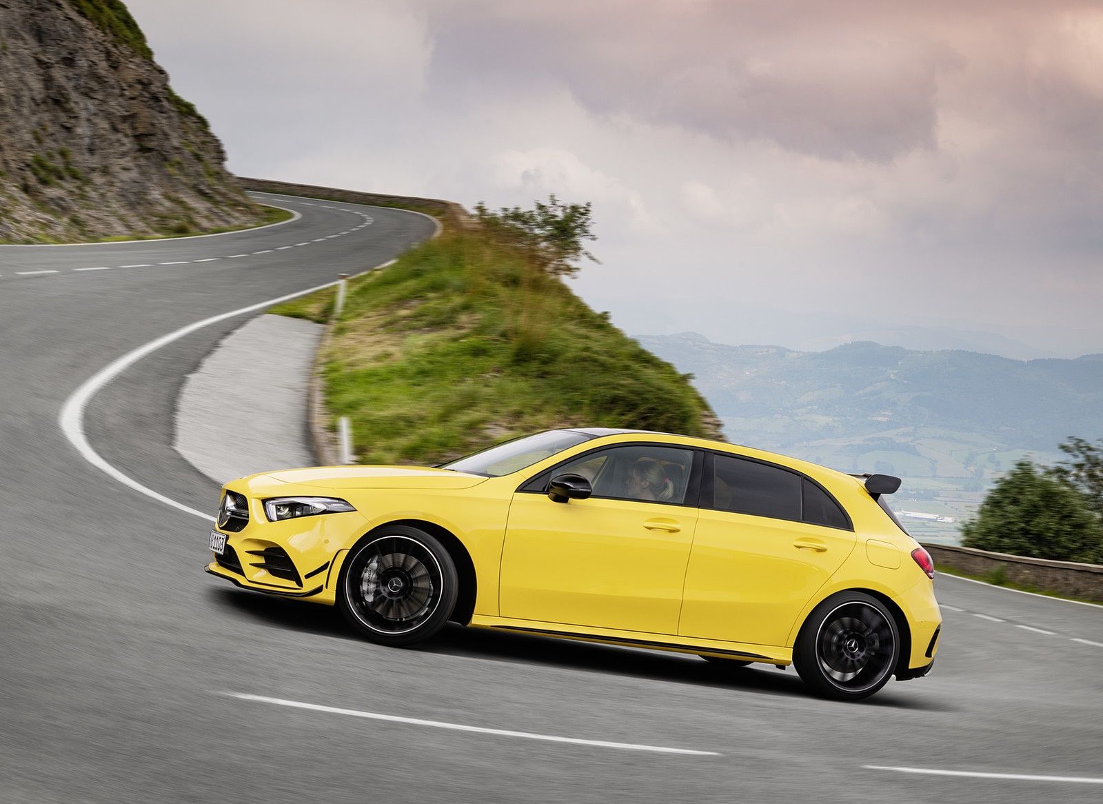 Mercedes AMG A35 4MATIC (Color: Sun Yellow) Side Wallpaper