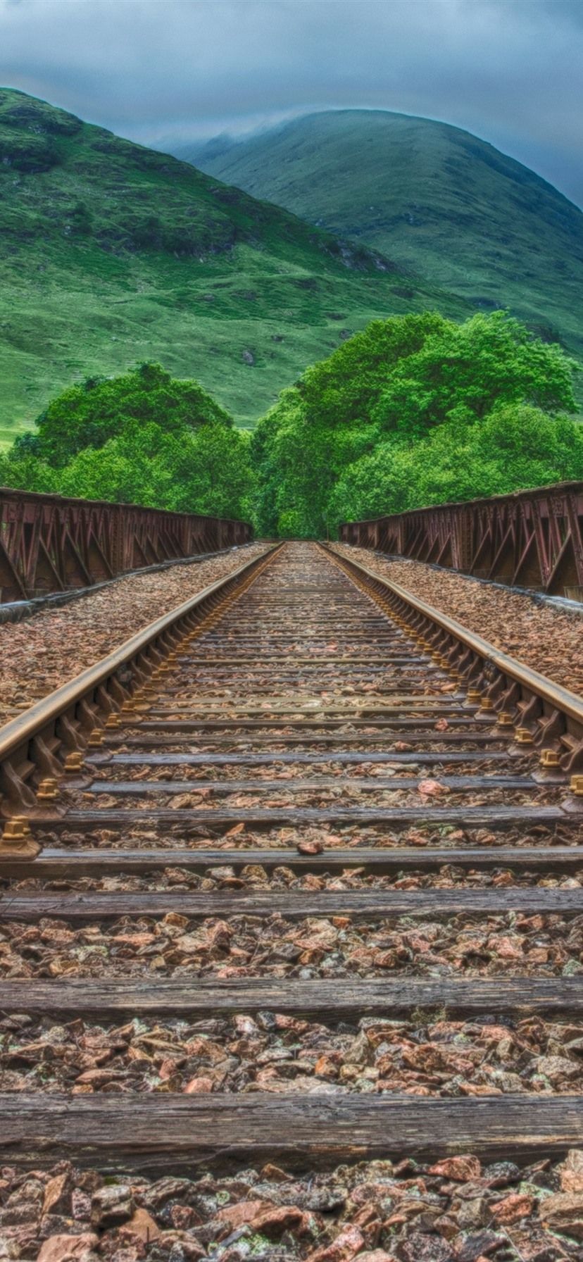 Railway, Mountains, Green, HDR Style 1080x1920 IPhone 8 7 6 6S