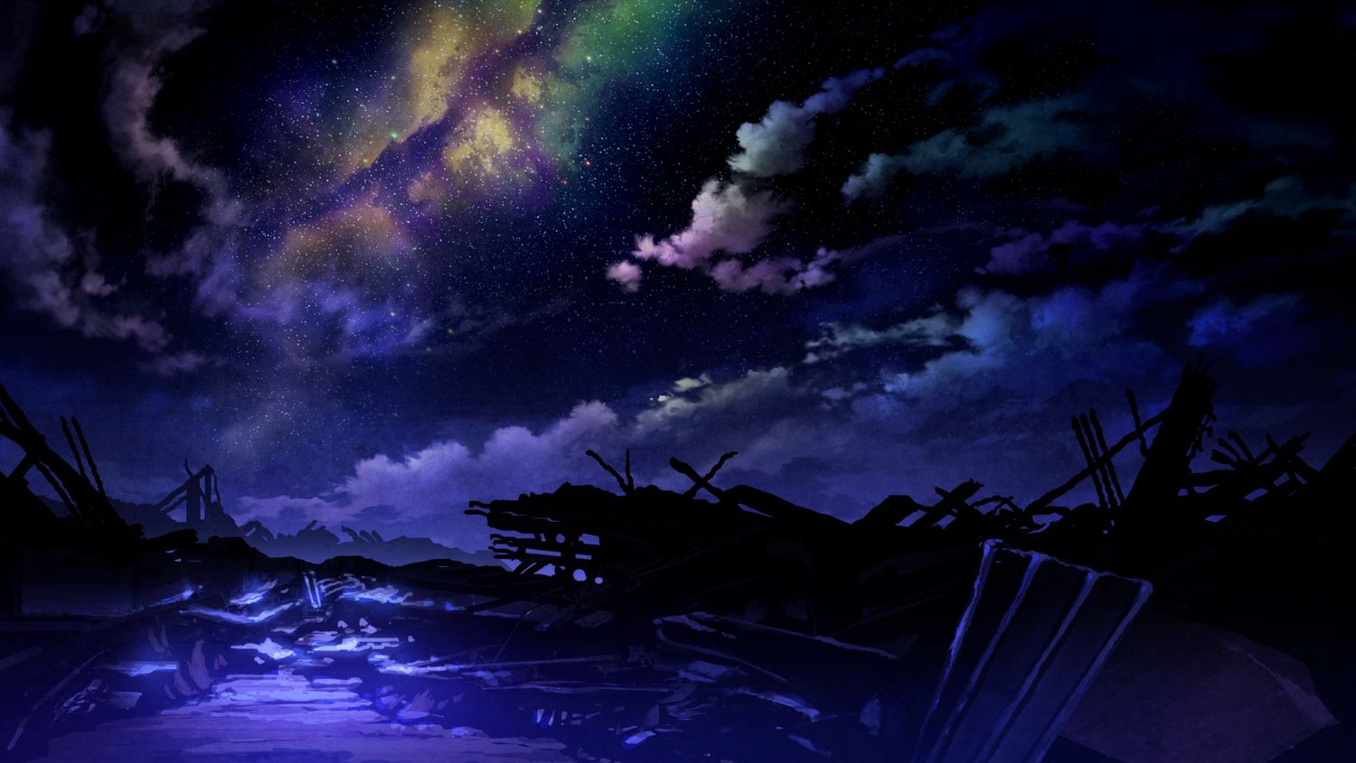 Night Sky With Cloud Anime Wallpapers Wallpaper Cave