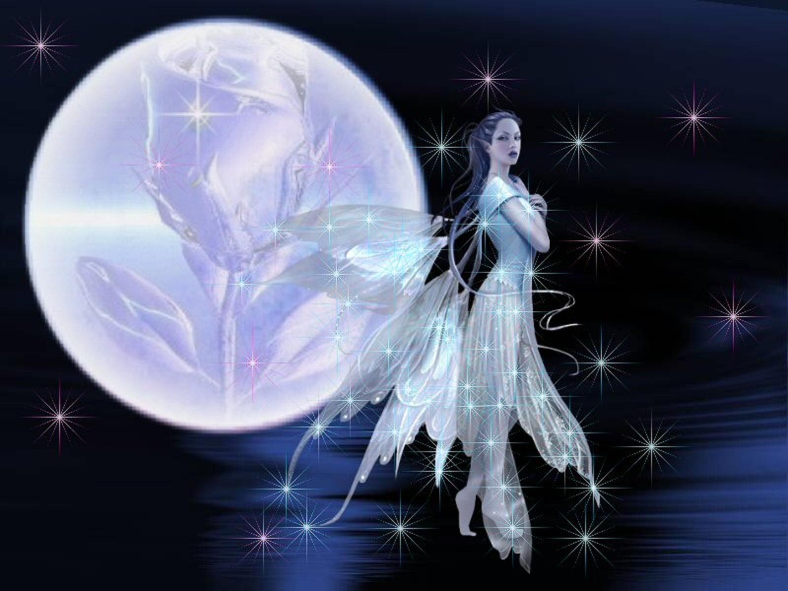 Moon Fairy. fairy rose moon, fairy, Fantasy, moon, Other, rose
