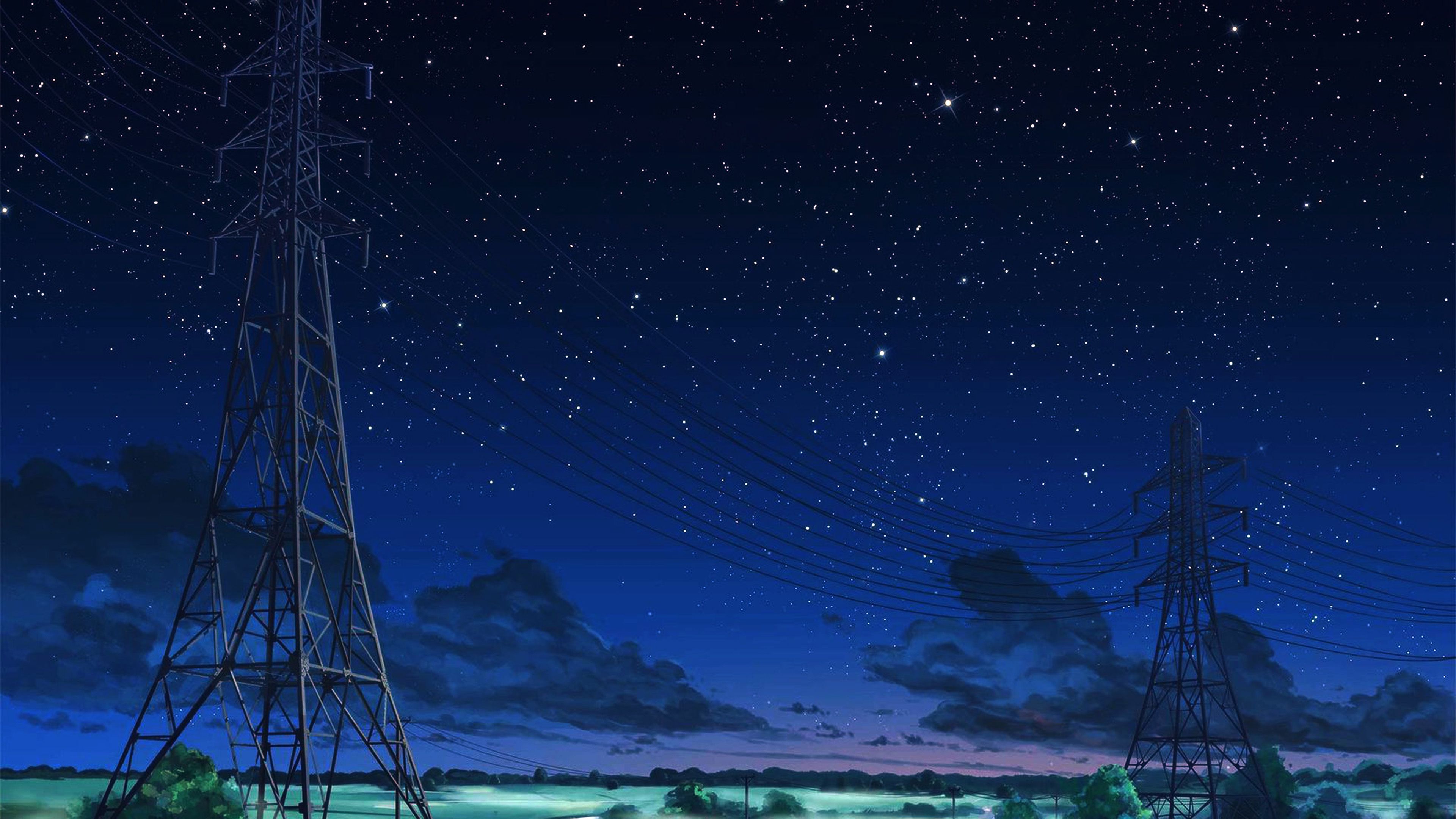 Arseniy Chebynkin Night Sky Star Blue Illustration Art Anime