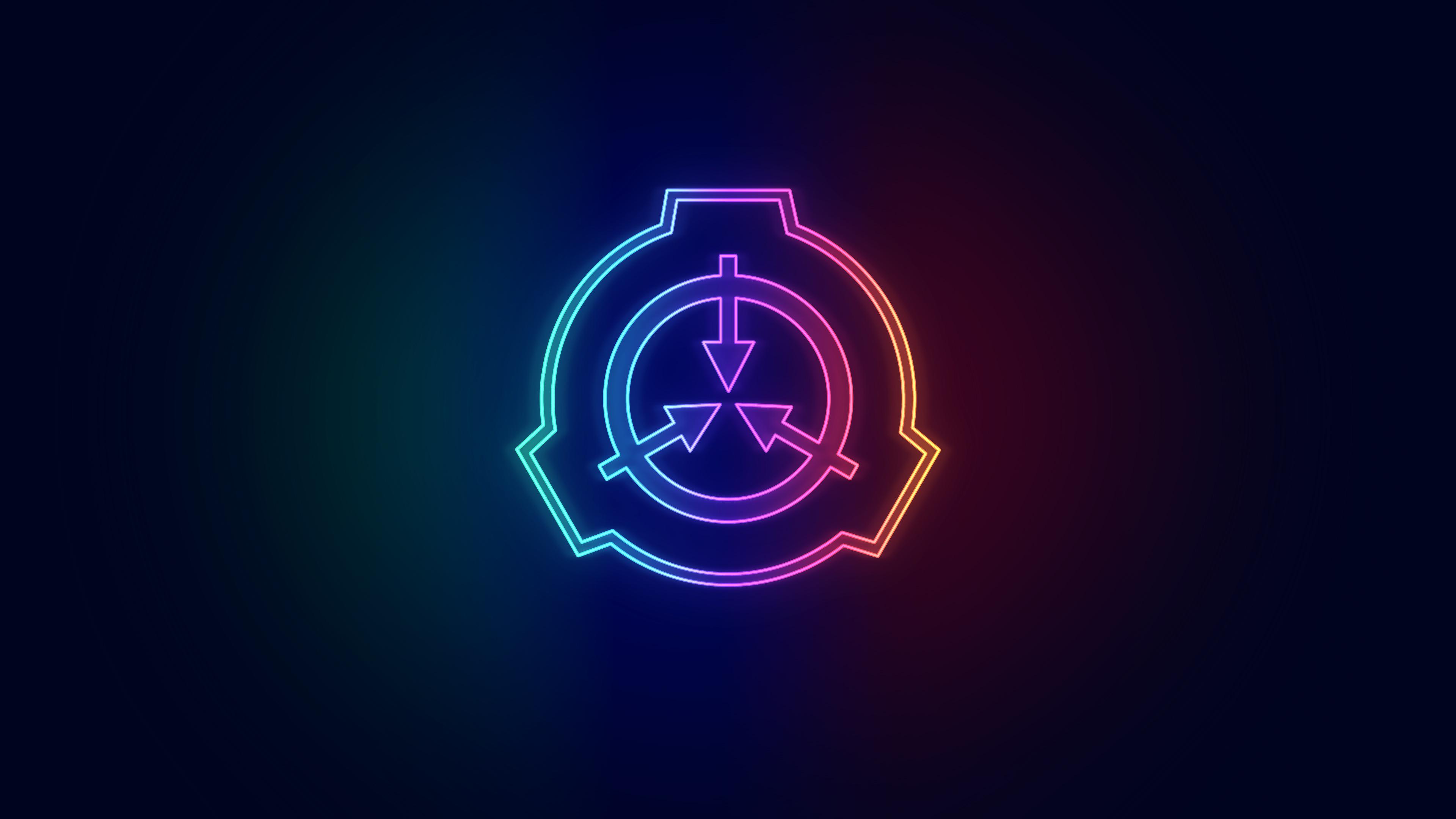 A neon SCP logo Wallpaper I made [3840 x 2160]