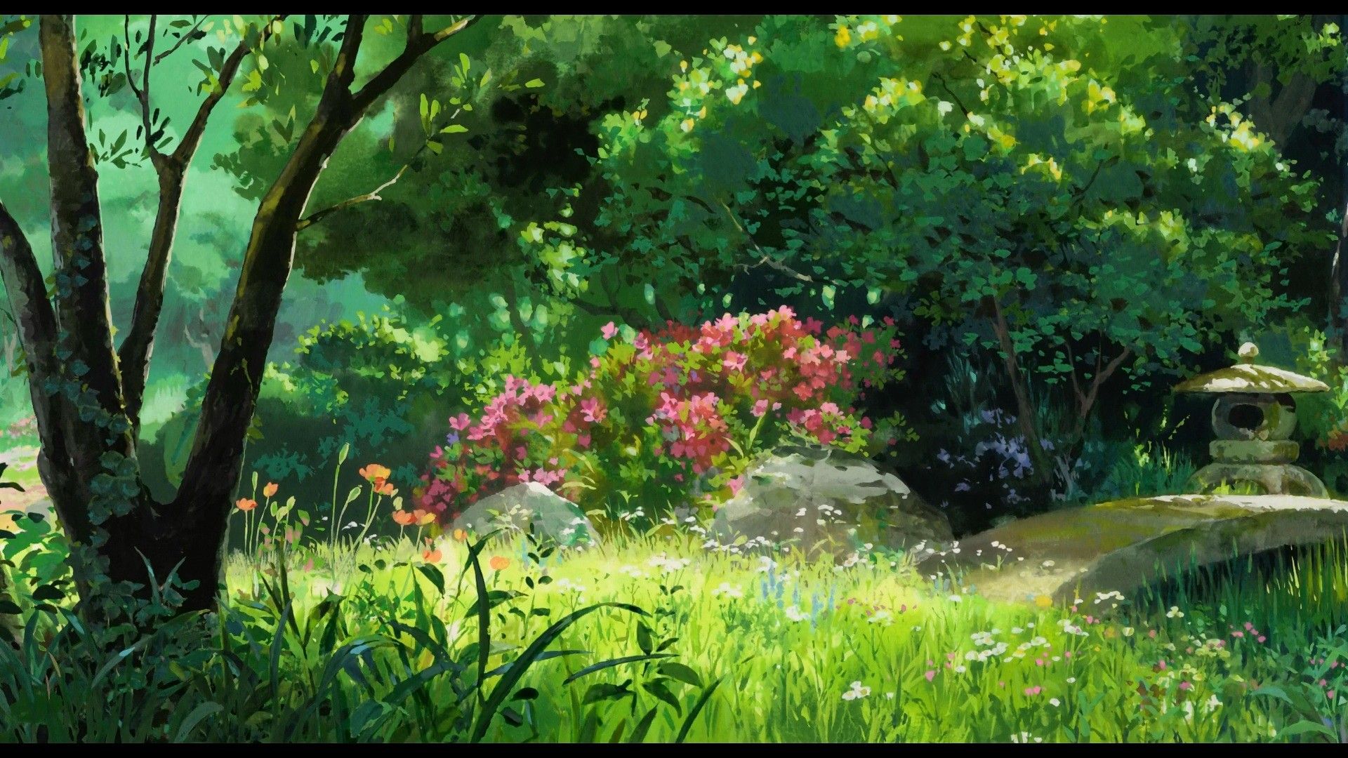 trees, garden, artwork, Karigurashi no Arrietty, The Secret World