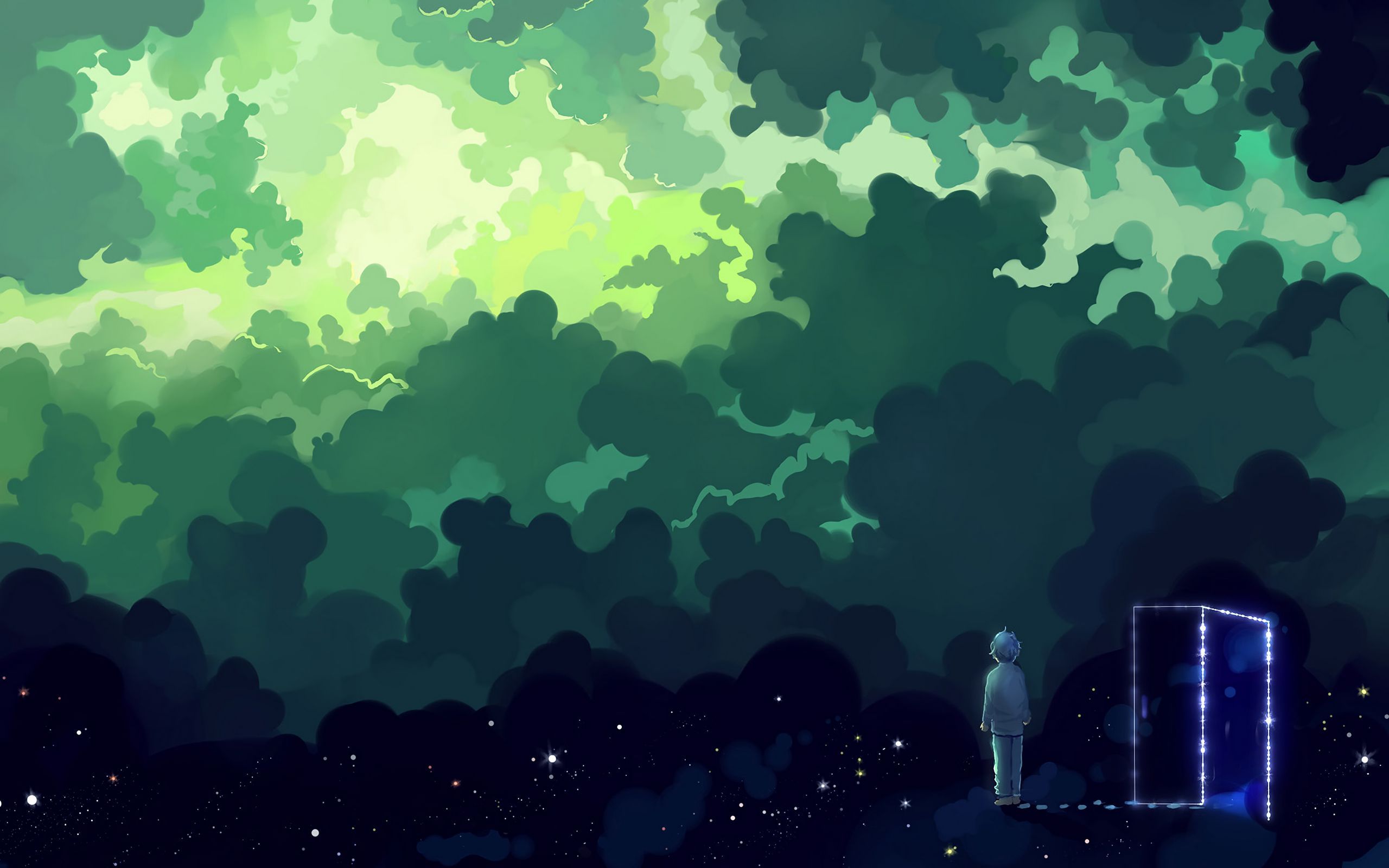 Download wallpaper 2560x1600 child, night, dreams, fantasy, art