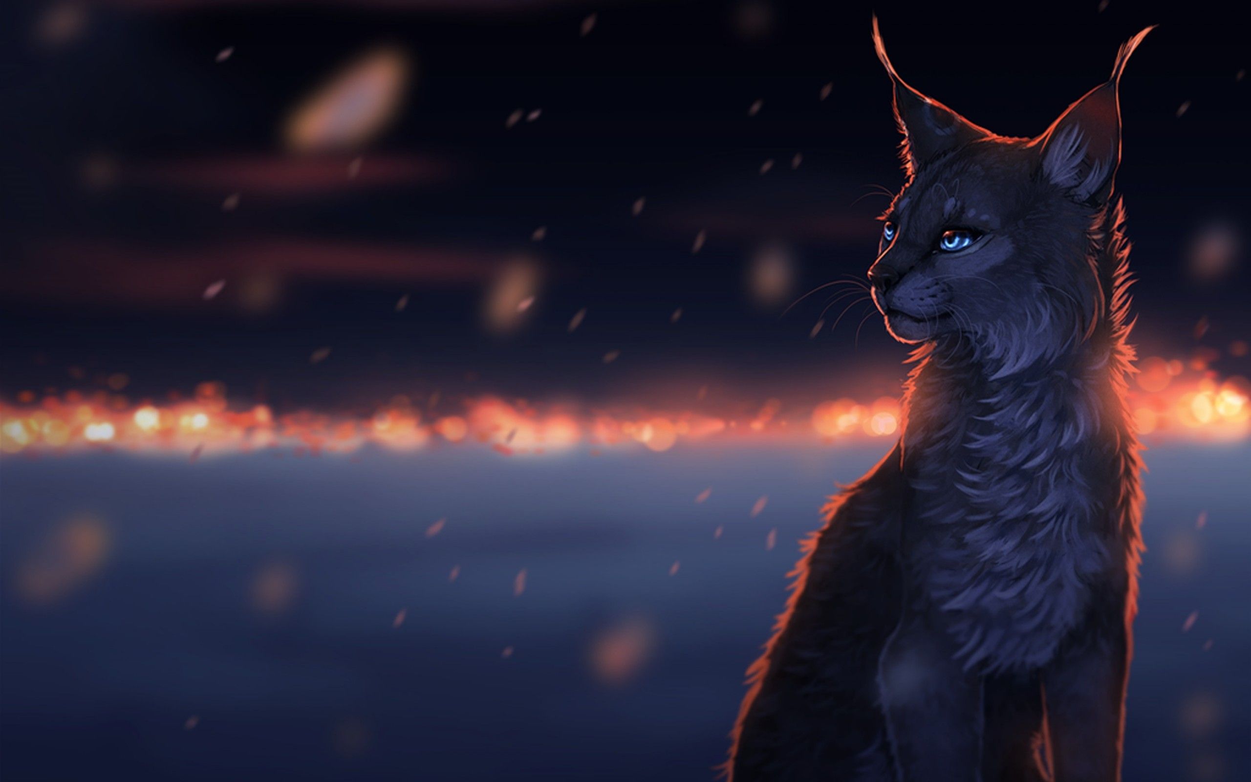 art, Cat, Dreams, Snow, Sorrow, Drops, Cats, Fantasy, Eyes, Bokeh