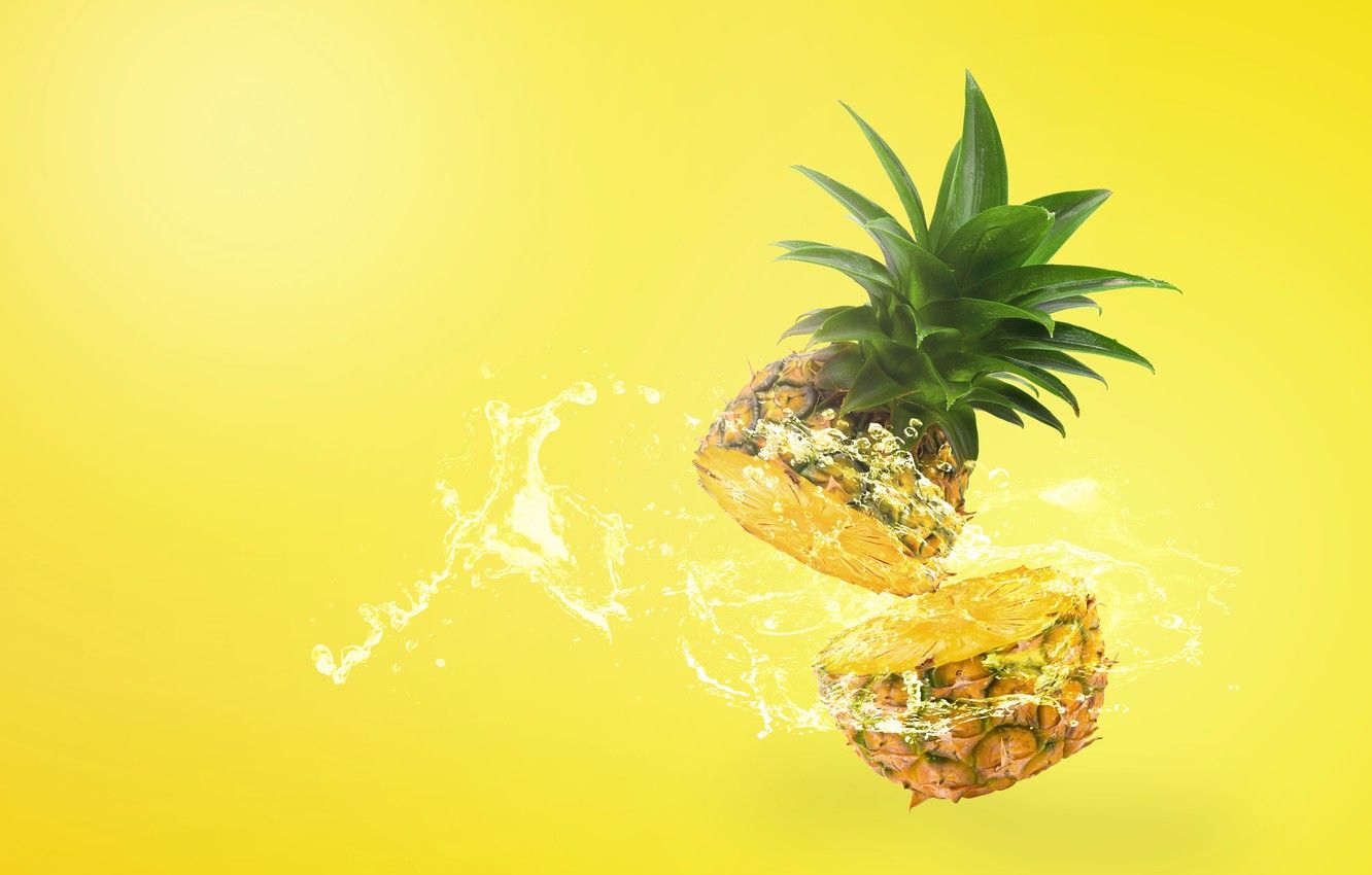 Wallpaper squirt, yellow, background, splash, water, pineapple