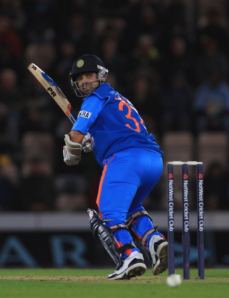 Ajinkya Rahane flicks to leg during his fifty. Photo. England v