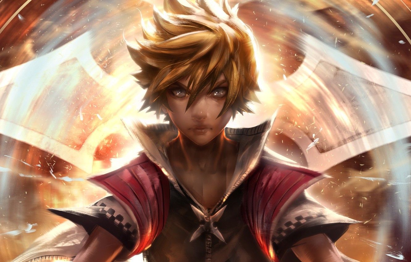 Wallpaper the game, anime, art, guy, gianluca rolli, Kingdom Hearts II, ROXAS image for desktop, section арт