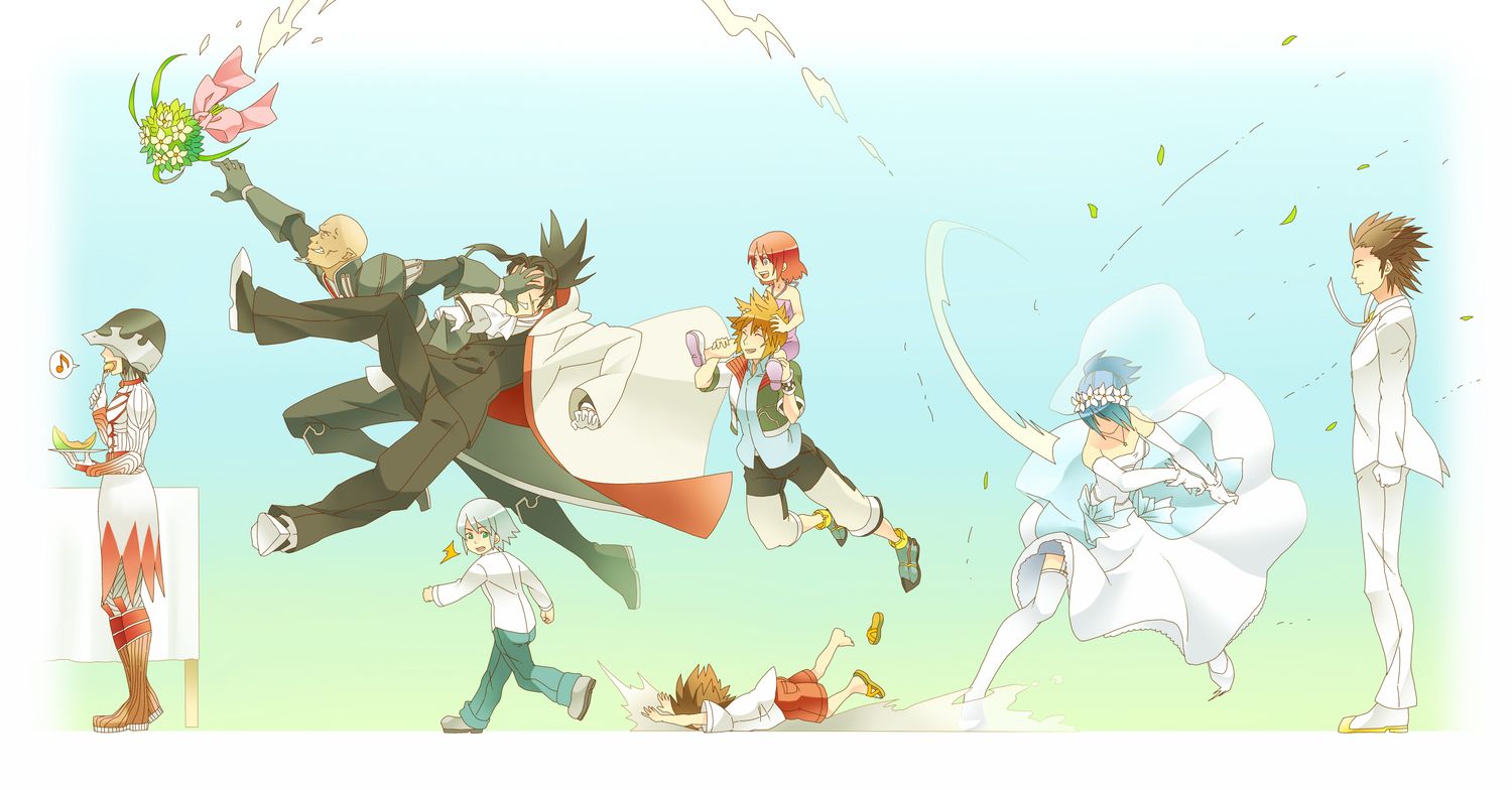 aqua (kingdom hearts) banana gyuunyuu dress flowers gloves kairi
