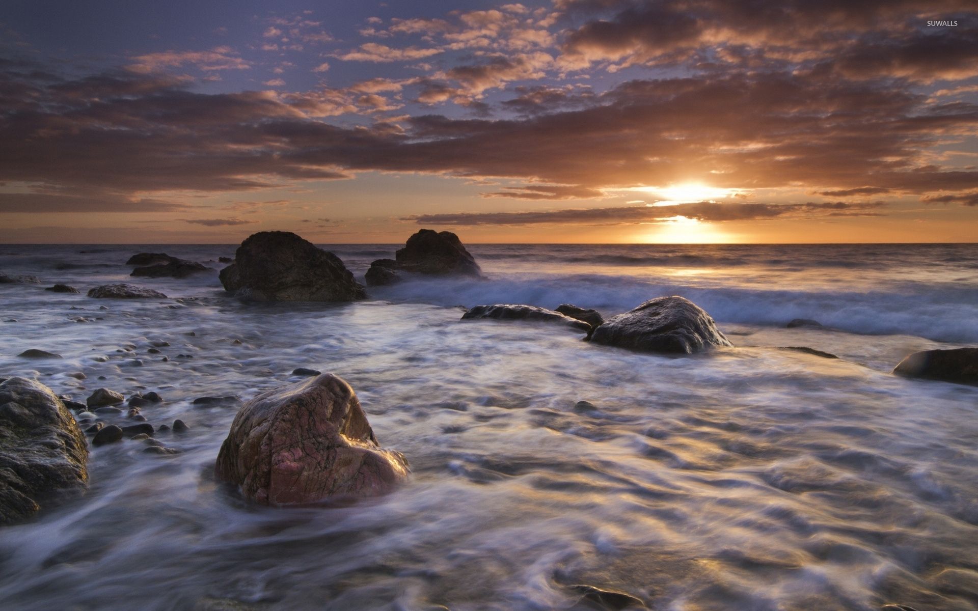 Sunset Bridge Sea Rocks Clouds Wallpapers - Wallpaper Cave