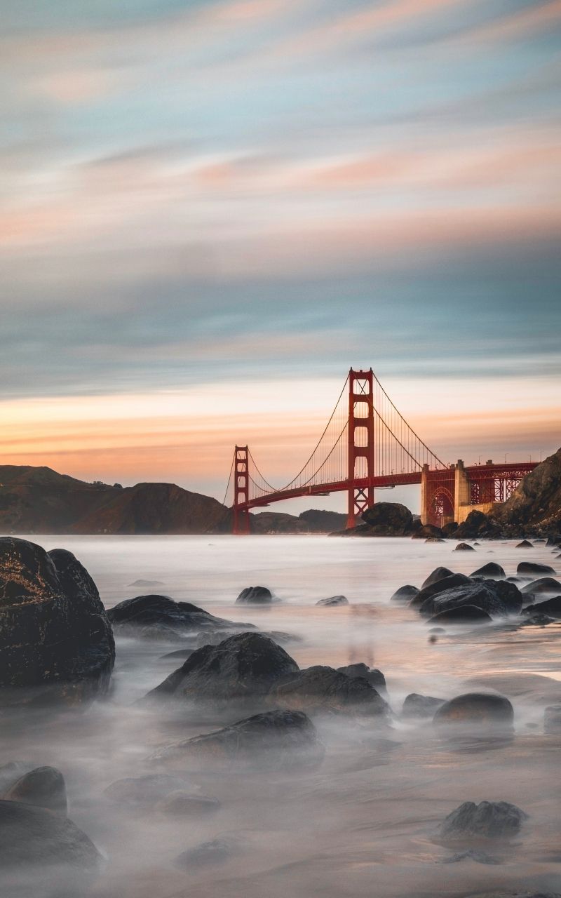 Sunset Bridge Sea Rocks Clouds Wallpapers - Wallpaper Cave