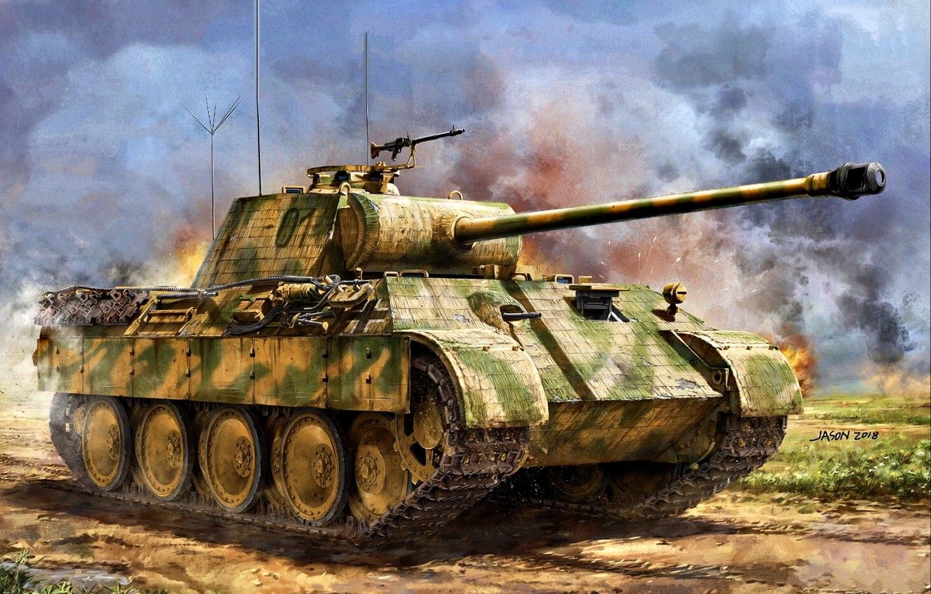Wallpaper Germany, Panther, Tank weapon, Average, Painting, WWII
