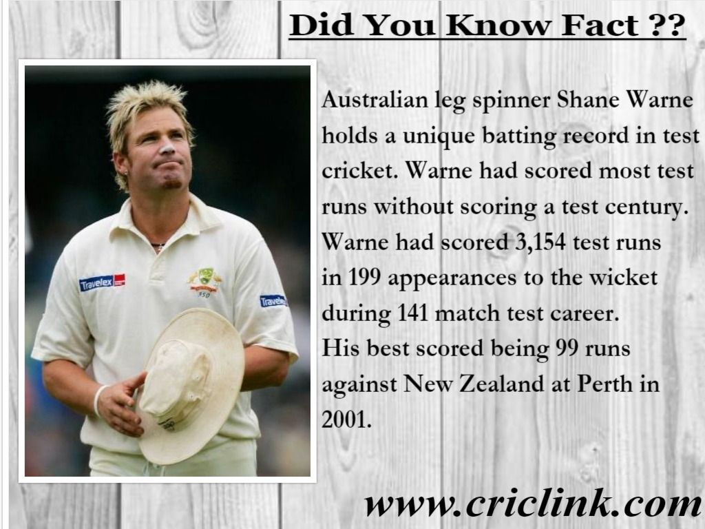 Did You know! Shane Warne has a batting record to his name