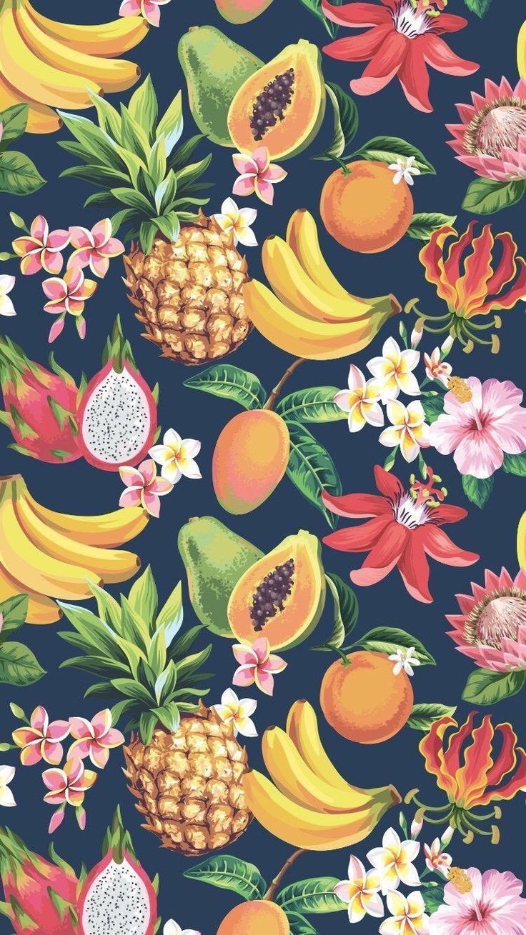 Summer is finally here, celebrate with this tropical wallpaper for your smartphone. Fruit wallpaper, iPhone wallpaper tropical, Fruit wallpaper pattern