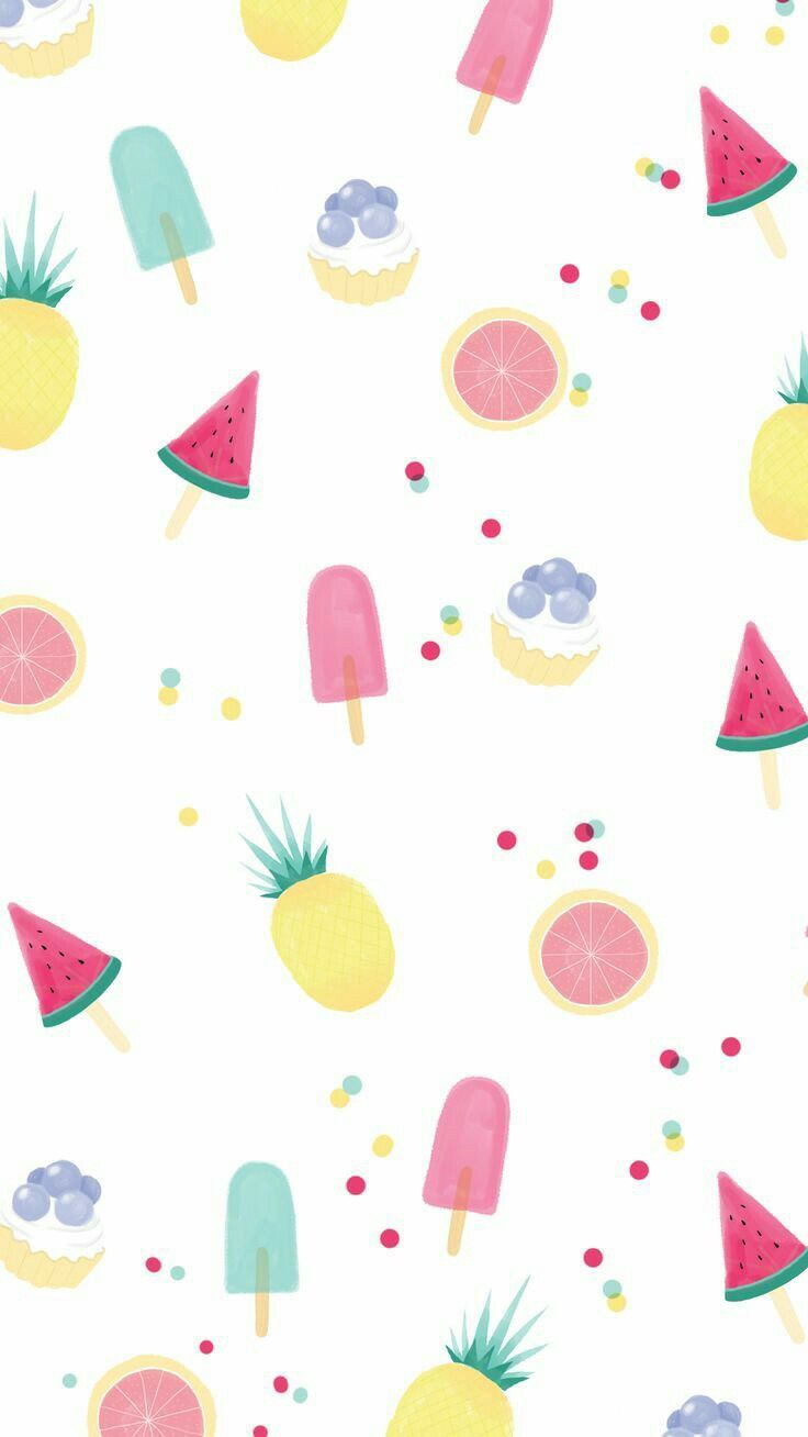 Summer fruits. Cute wallpaper, Pattern wallpaper, Kawaii wallpaper