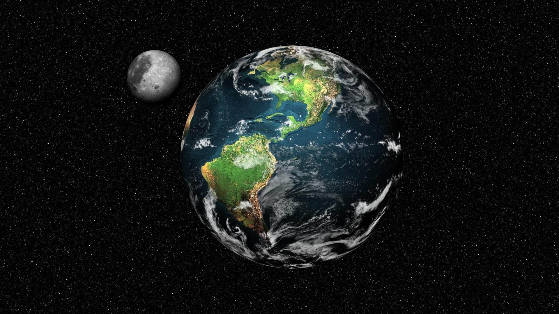 Earth with a Double Moon Background