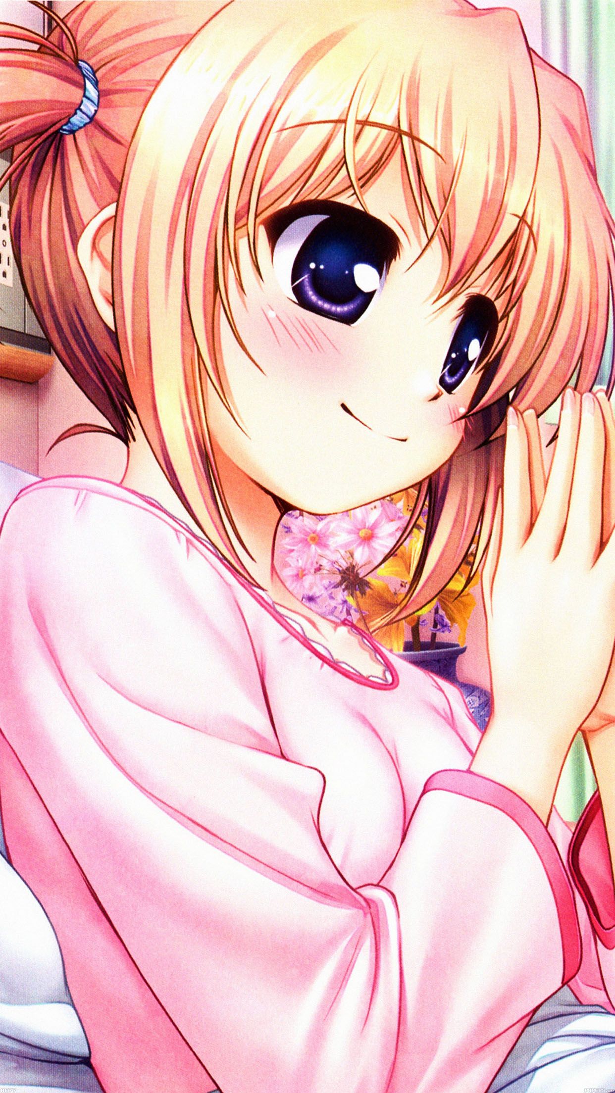 Anime Girl In Bed Smile Android wallpaper HD wallpaper