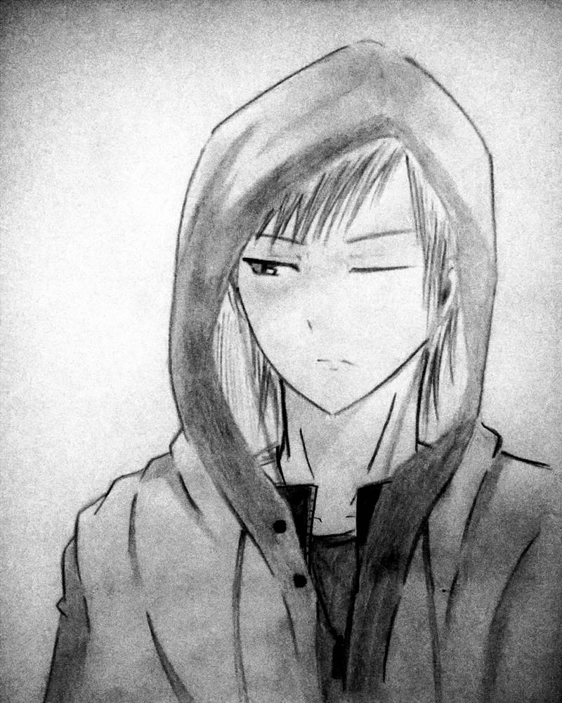Latest Side View Boy In Hoodie Drawing