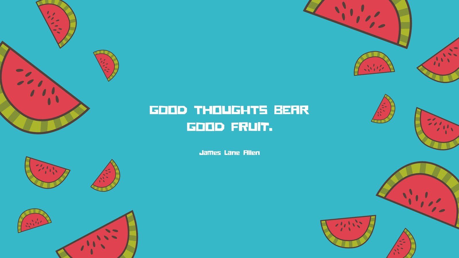 Turquoise and Illustrated Watermelon Summer Desktop Wallpaper