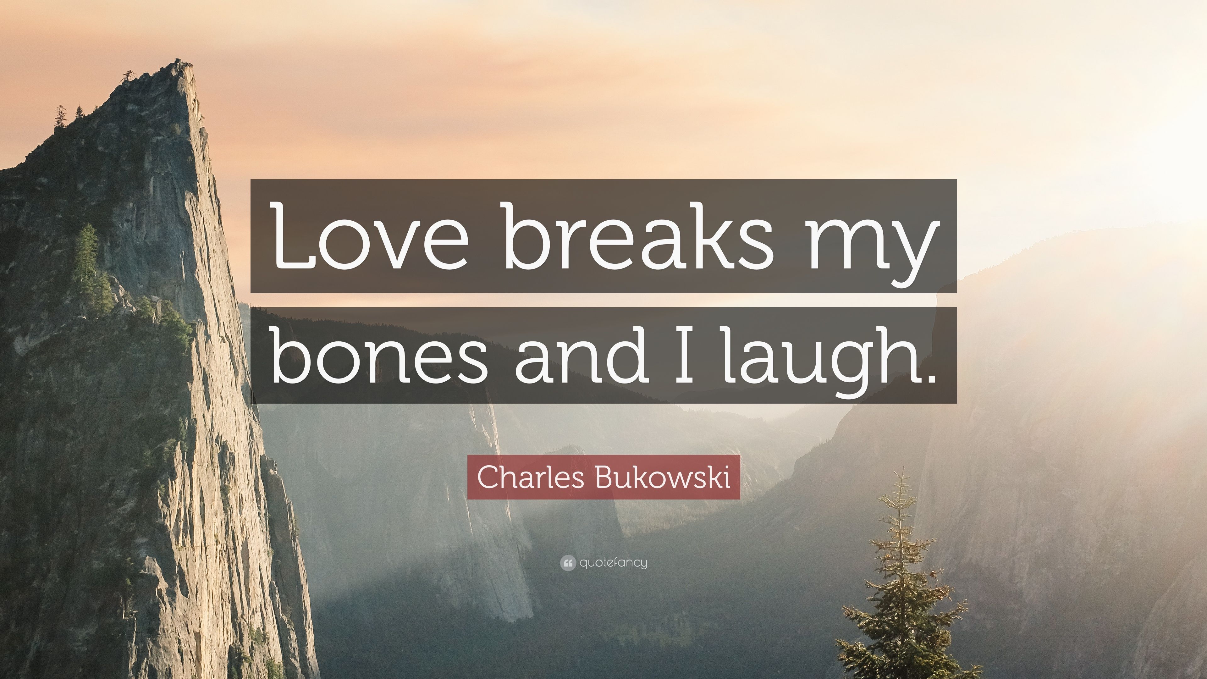 Charles Bukowski Quote: “Love breaks my bones and I laugh.” 12