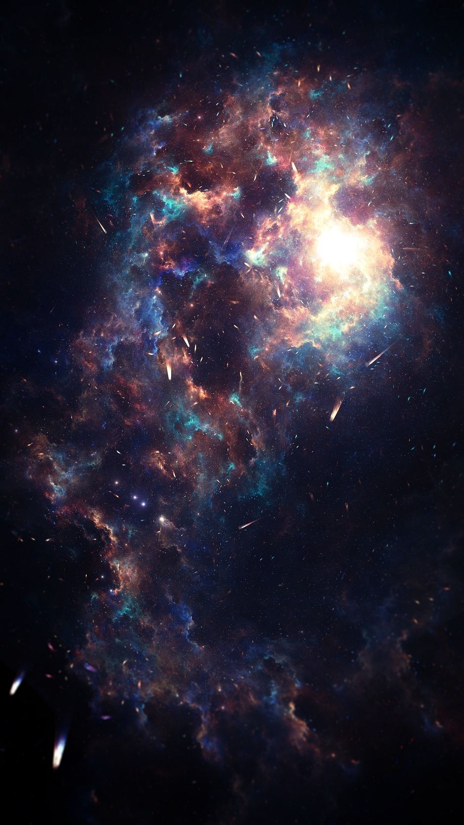 Nebula, galaxy, asteroids, stars, wallpaper. Phone background
