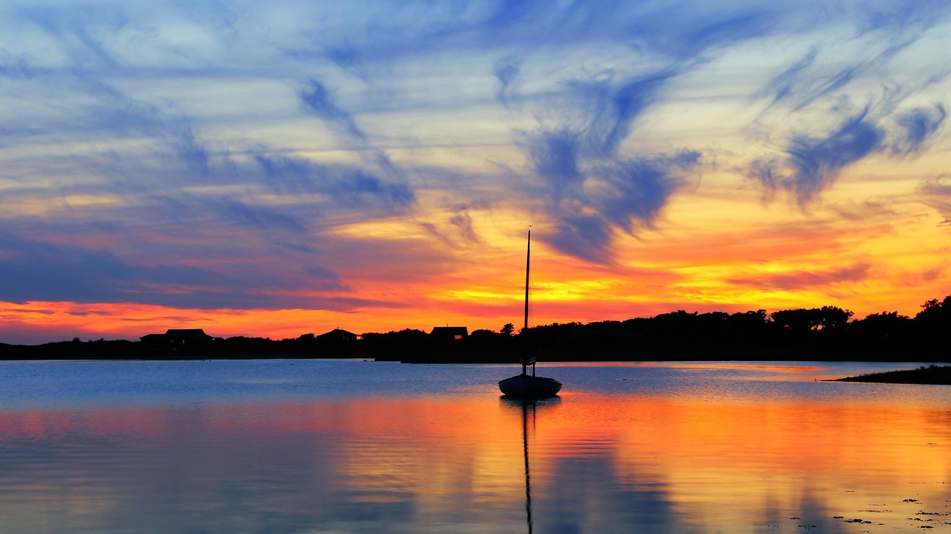 Sunset and sailboat in Martha's Vineyard, Massachusetts. Desktop