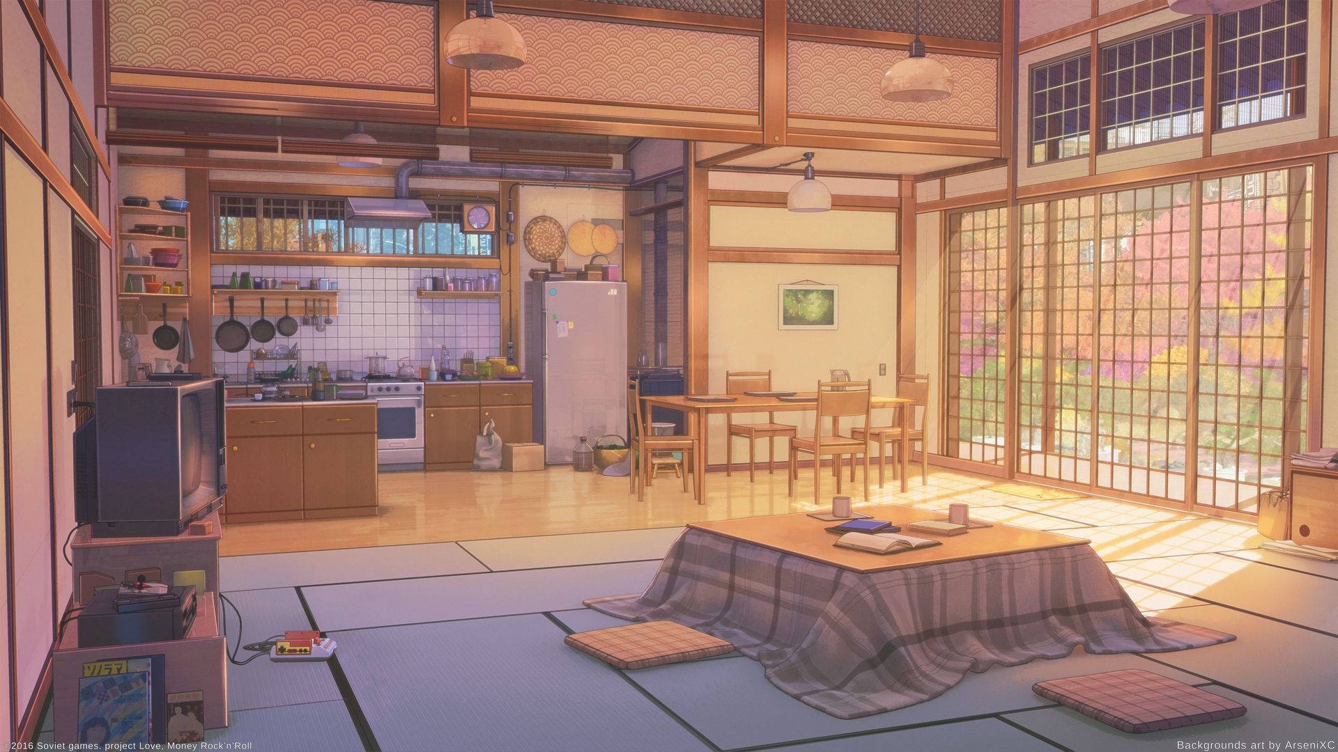 Download 1920x1080 Anime Room, Kitchen, Inside The Building