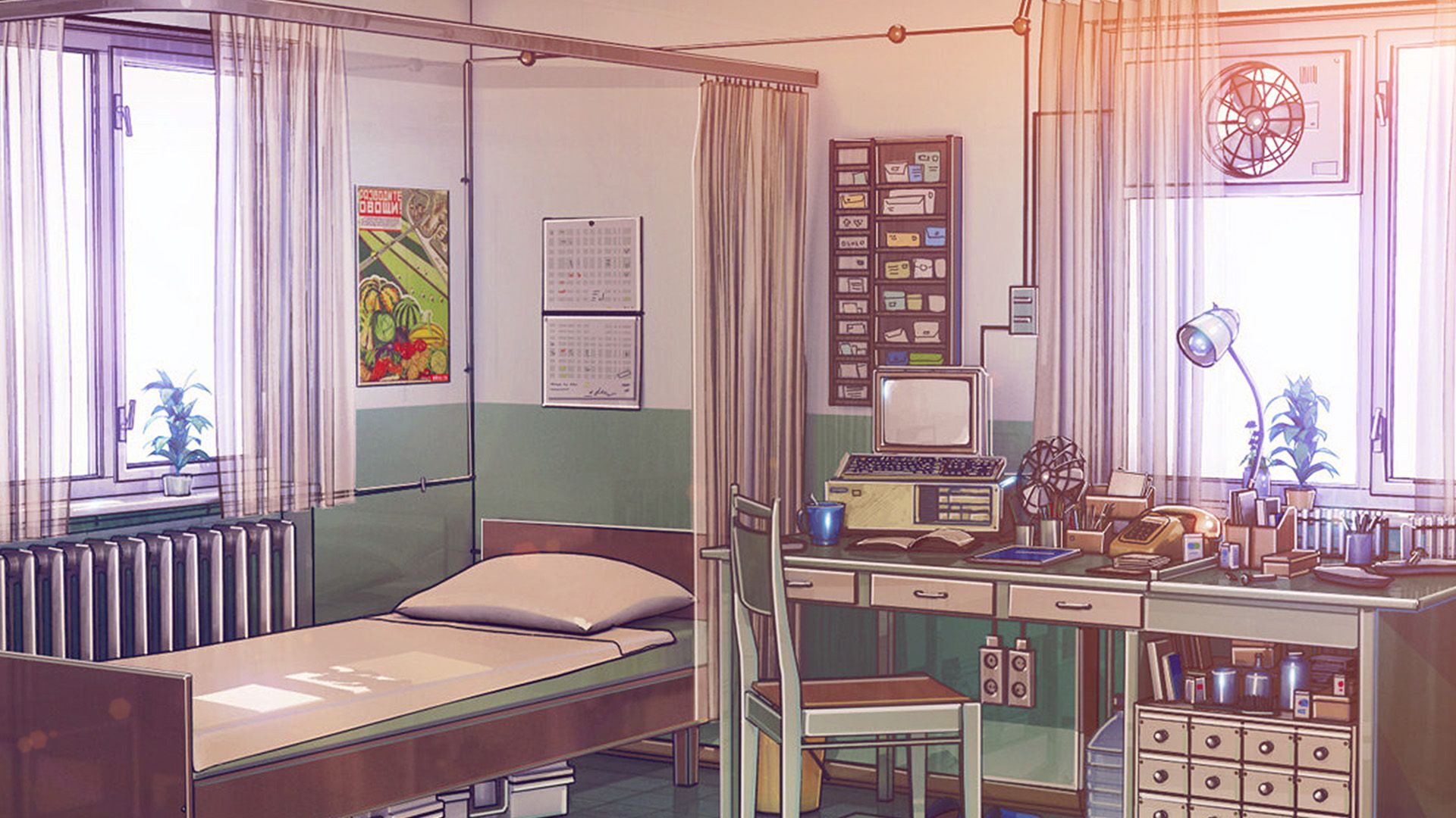 Anime Illustration Art Arseniy Chebynkin Office Flare Wallpaper