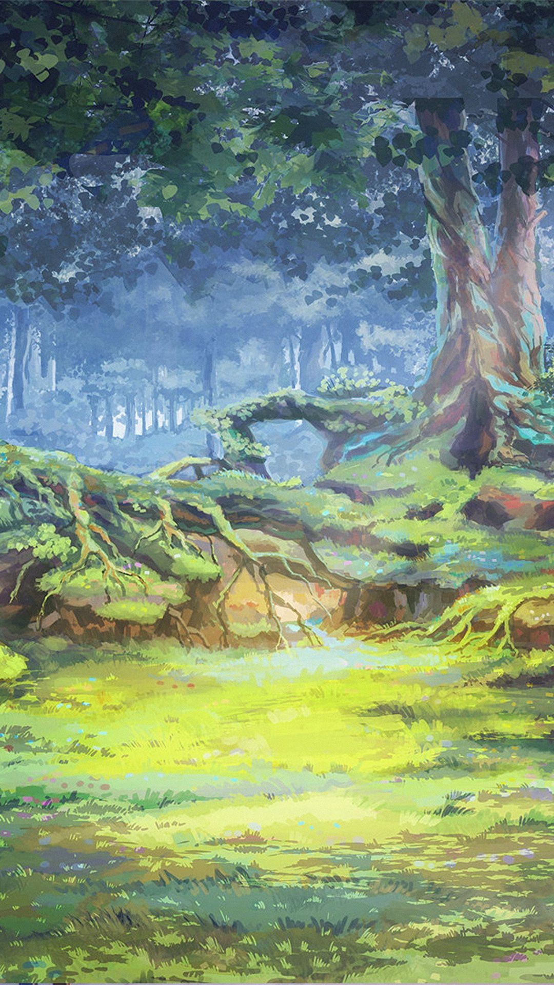 Nature Grove Tree Grassland Illustration Art iPhone 8 Wallpaper Free Download