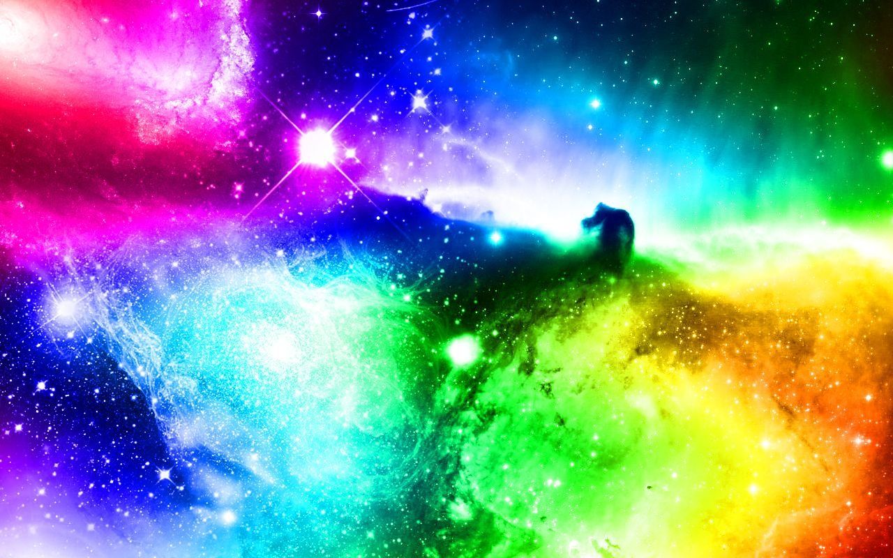 Background Galaxy Rainbow Colourful Wallpaper