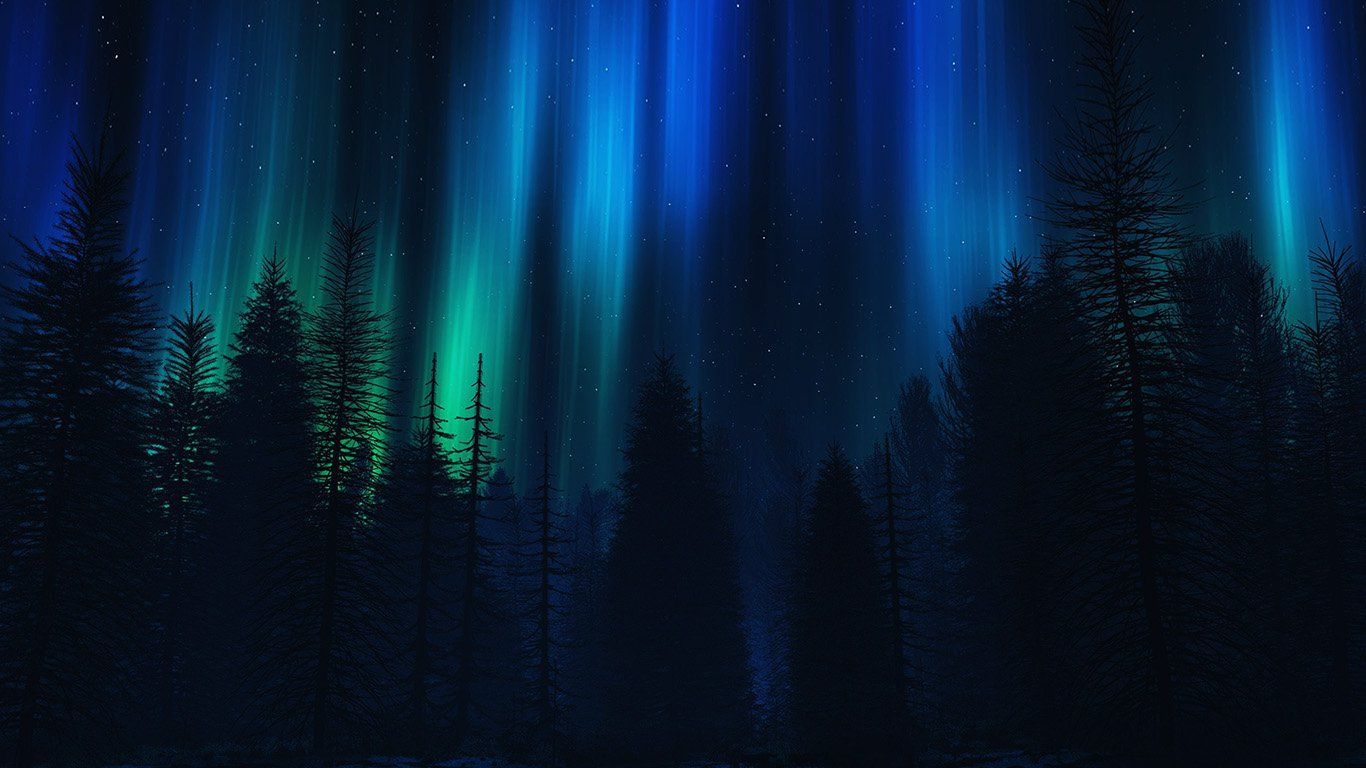 Aurora Night Sky Dark Blue Nature Art. Dark Background Wallpaper, Northern Lights Wallpaper, Nature Art