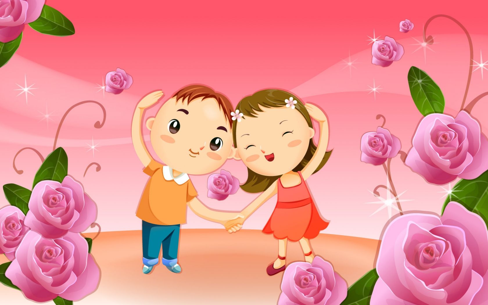 Free download Download Cute cartoon couple wallpaper 1920x1080