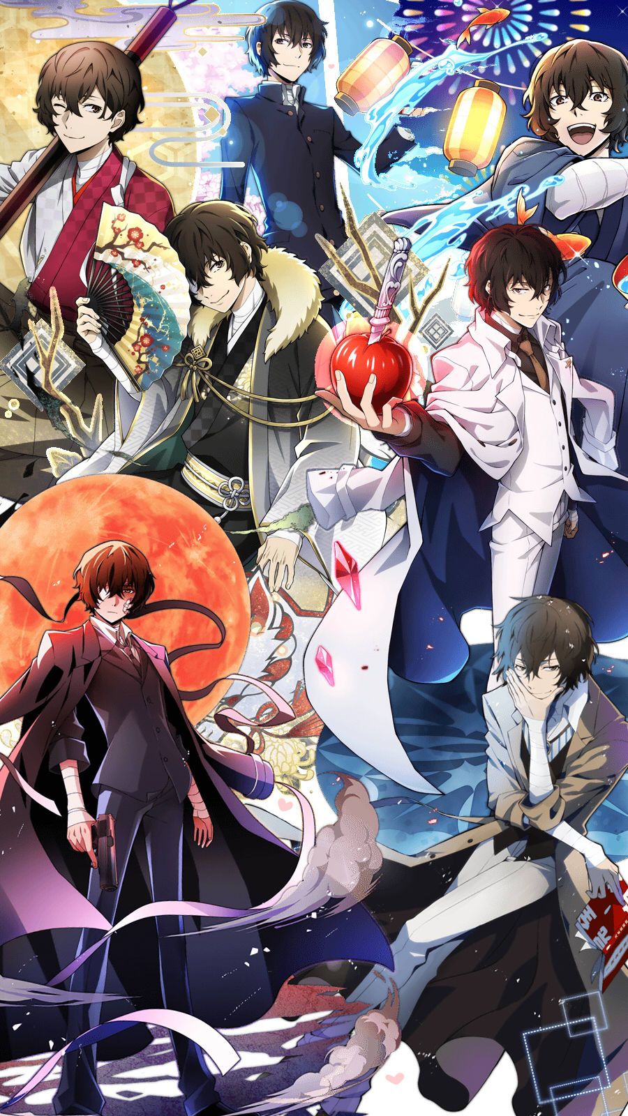Dazai mayoi cards collage wallpaper for phones