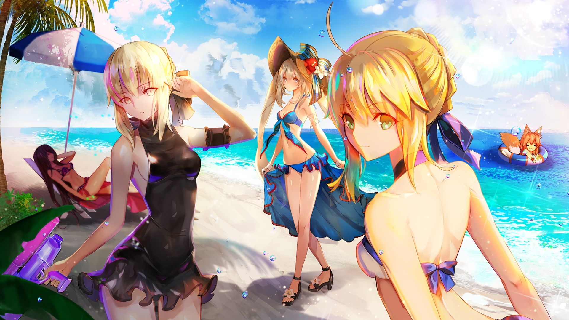 Anime Beach Girls HD Wallpaperx1080