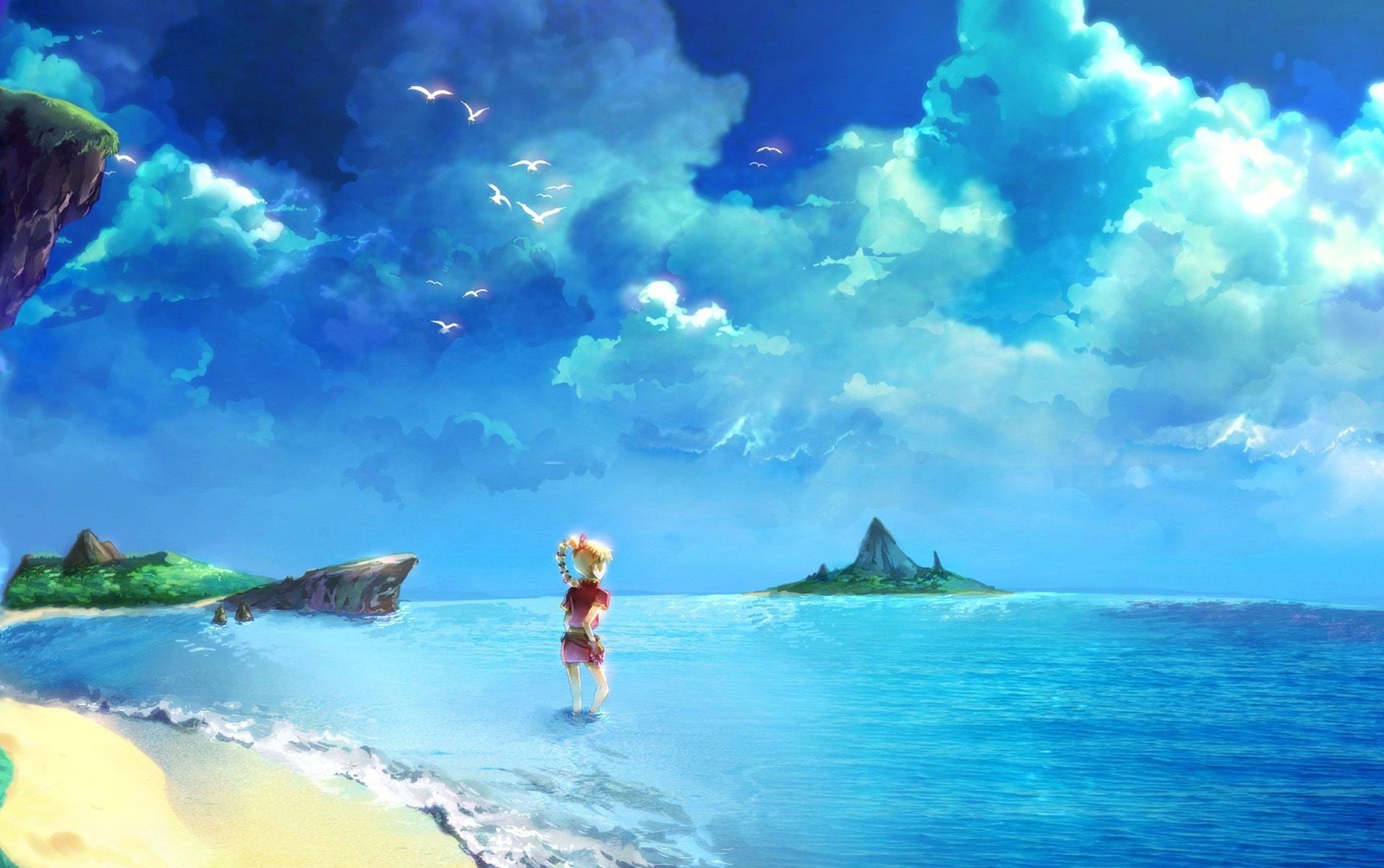 anime beach background