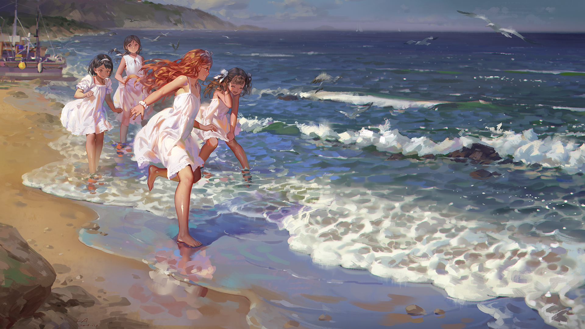 Girls on the beach HD Wallpaper. Background Imagex1080