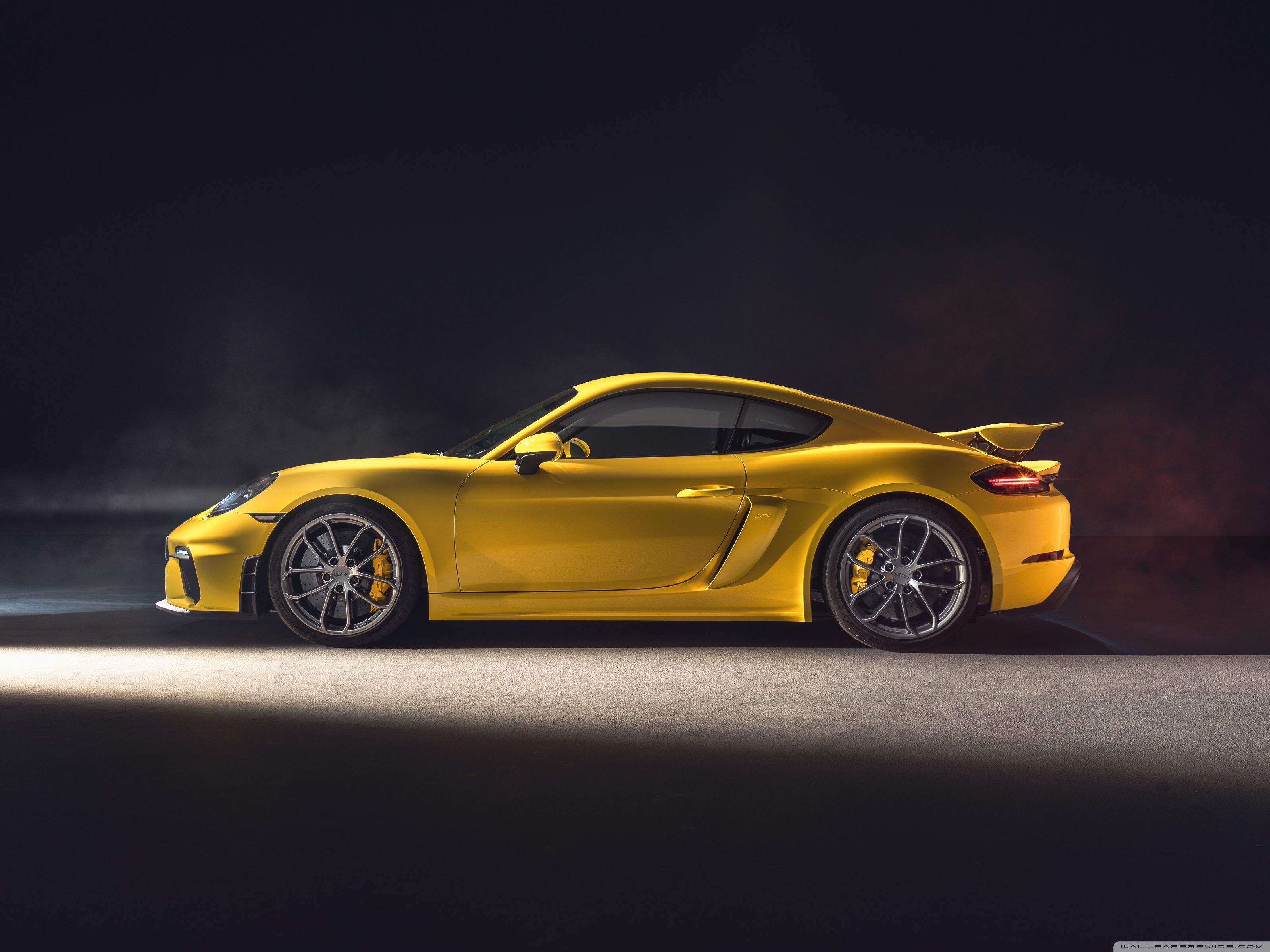 2019 Yellow Porsche 718 Cayman GT4 Sports Car Wallpaper