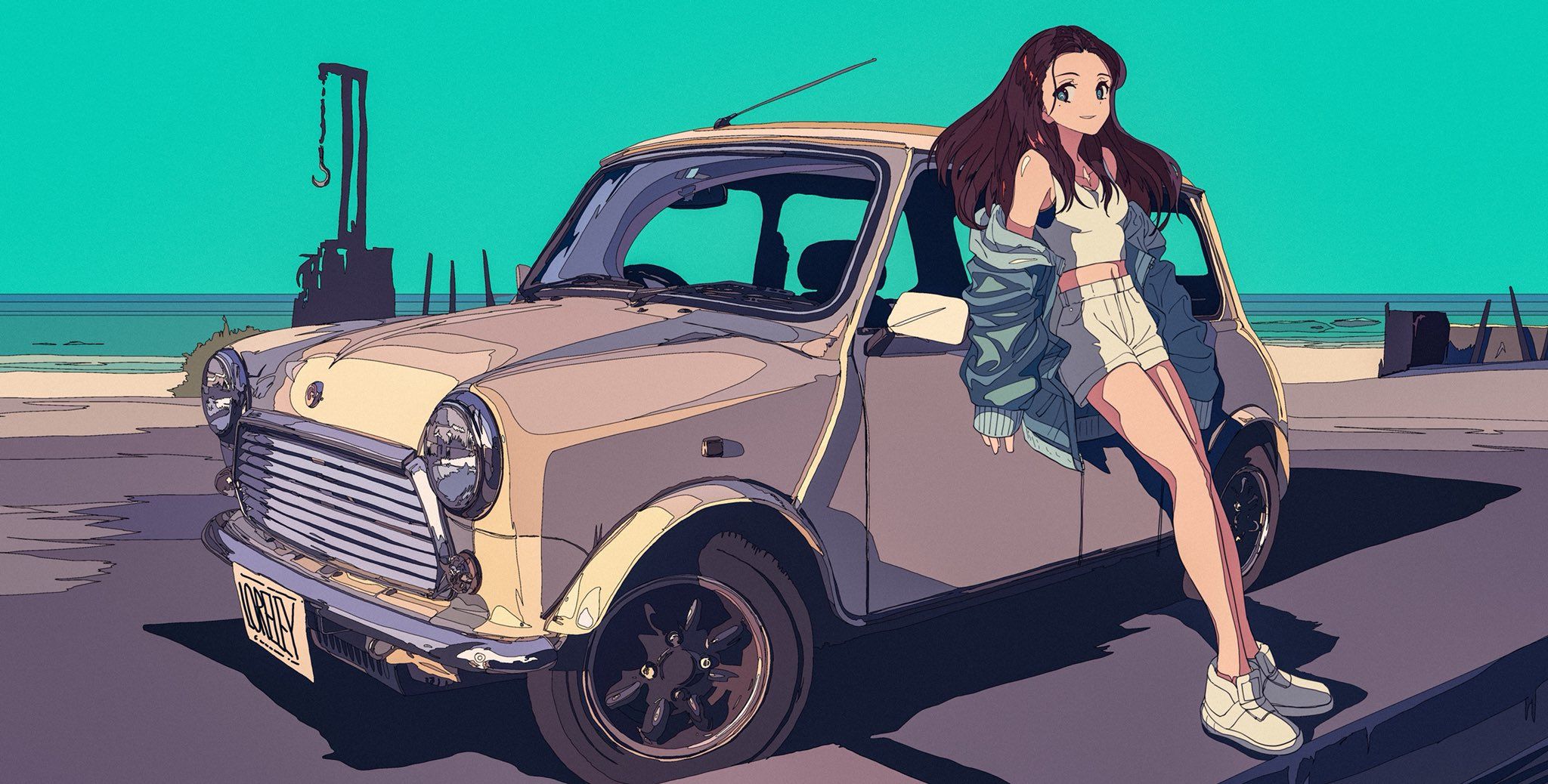 Car Beach Jacket Anime, HD Anime, 4k Wallpaper, Image