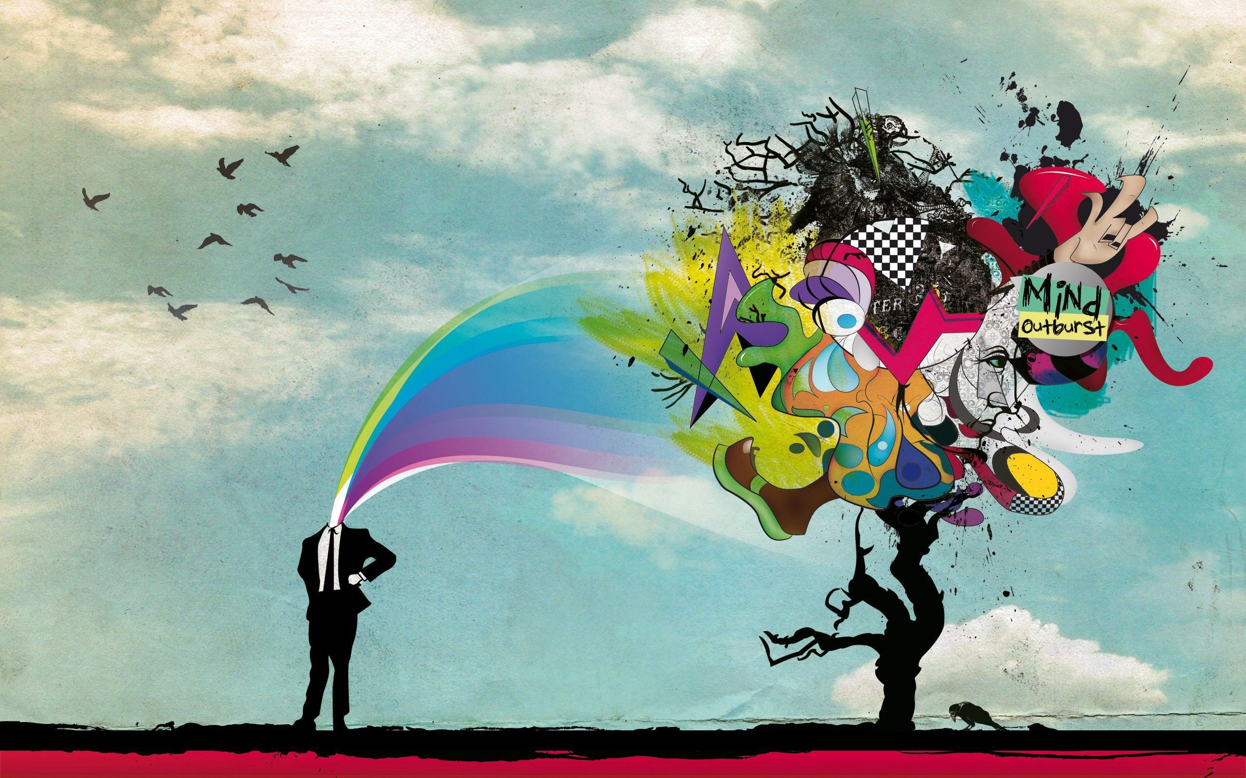Colorful People Color Tree Art Abstract (2560×1600). Art