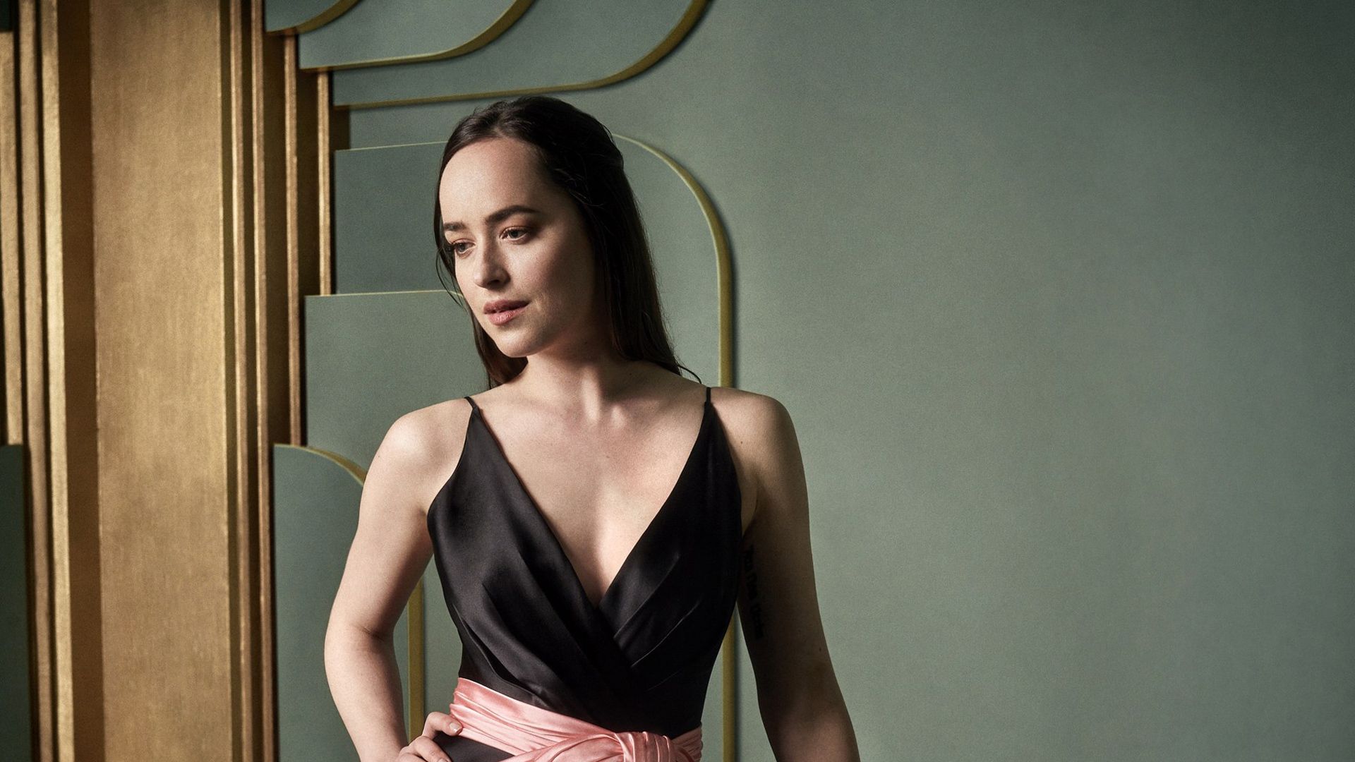 Dakota Johnson in Black Dress Wallpaper, HD Celebrities 4K